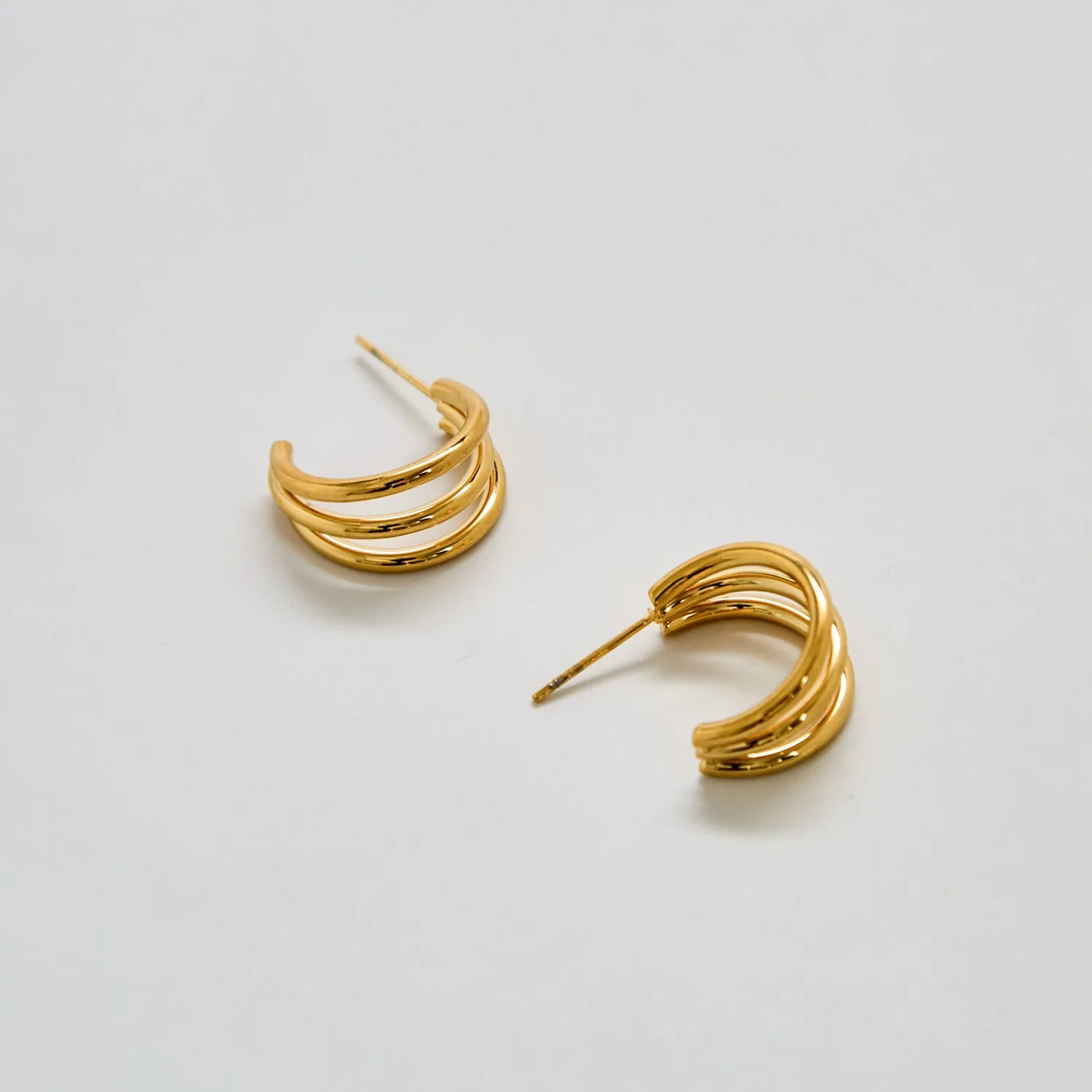 Triple Arc Gold Hoop Earrings sold by Admiral Row product image thumbnail 3