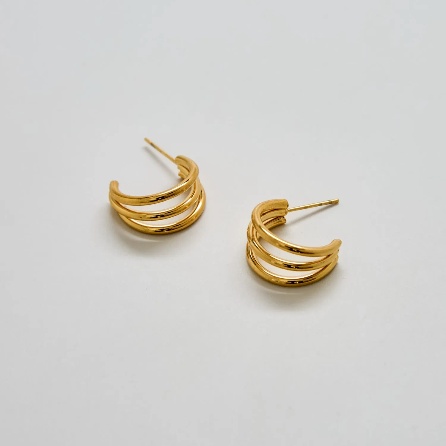 Triple Arc Gold Hoop Earrings sold by Admiral Row
