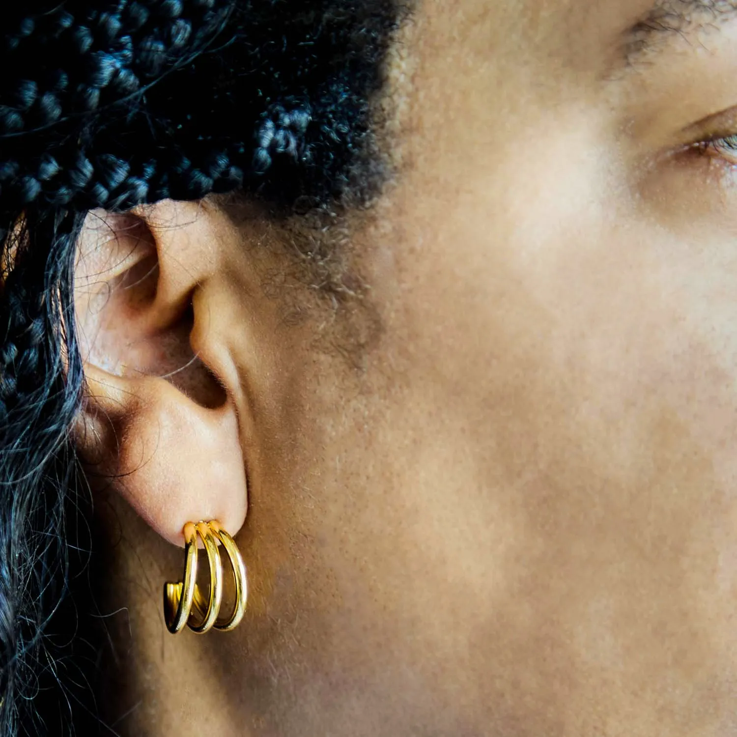 Triple Arc Gold Hoop Earrings sold by Admiral Row product image thumbnail 2