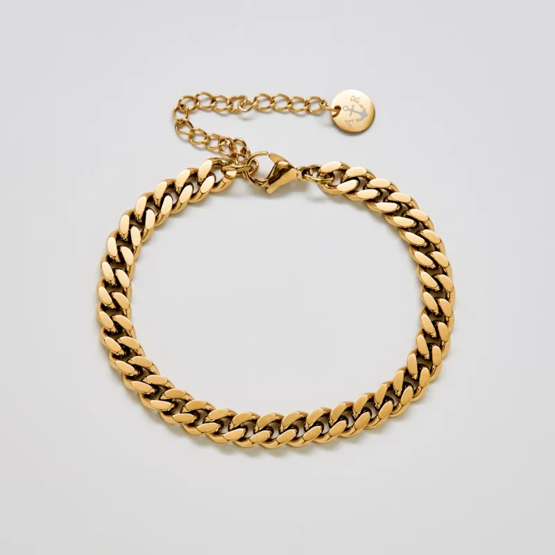 Gold Curb Chain Bracelet sold by Admiral Row