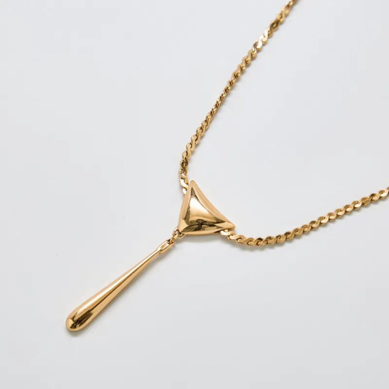 Vintage Monet Gold Modernist Pendant Necklace sold by Admiral Row