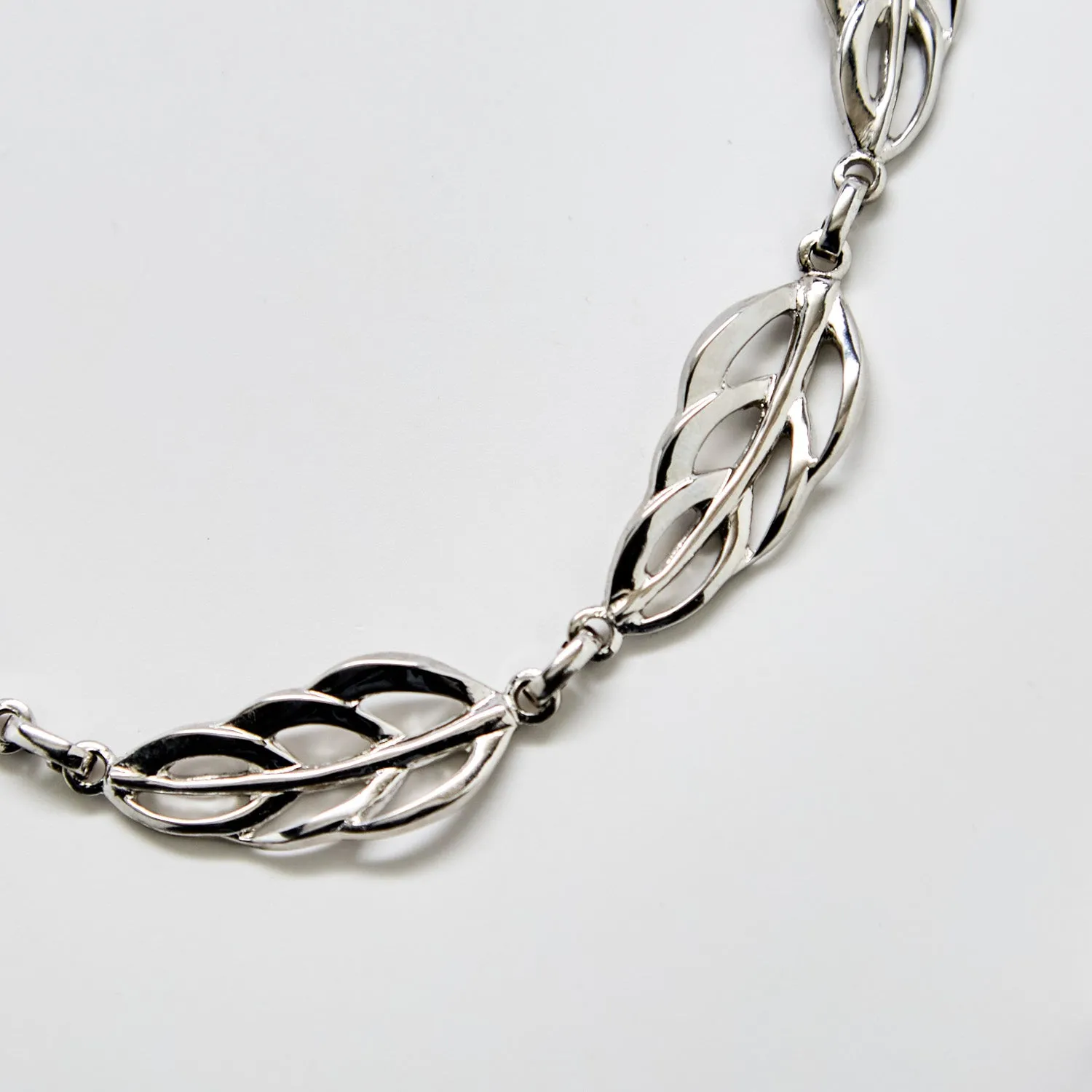 Vintage Barclay Textured Silver Leaf Choker Necklace sold by Admiral Row product image thumbnail 2
