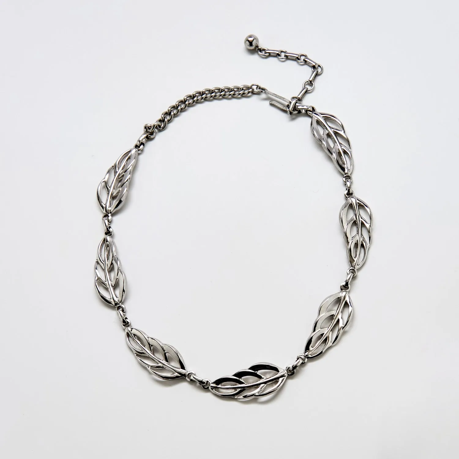 Vintage Barclay Textured Silver Leaf Choker Necklace sold by Admiral Row