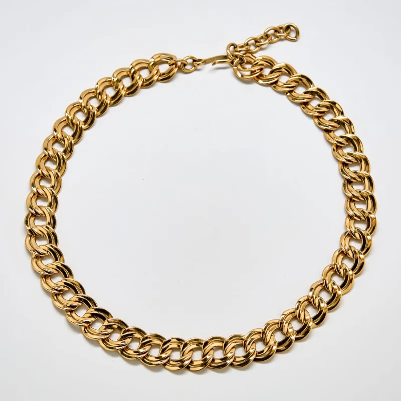 Vintage Monet Gold Double-Link Chain Necklace sold by Admiral Row