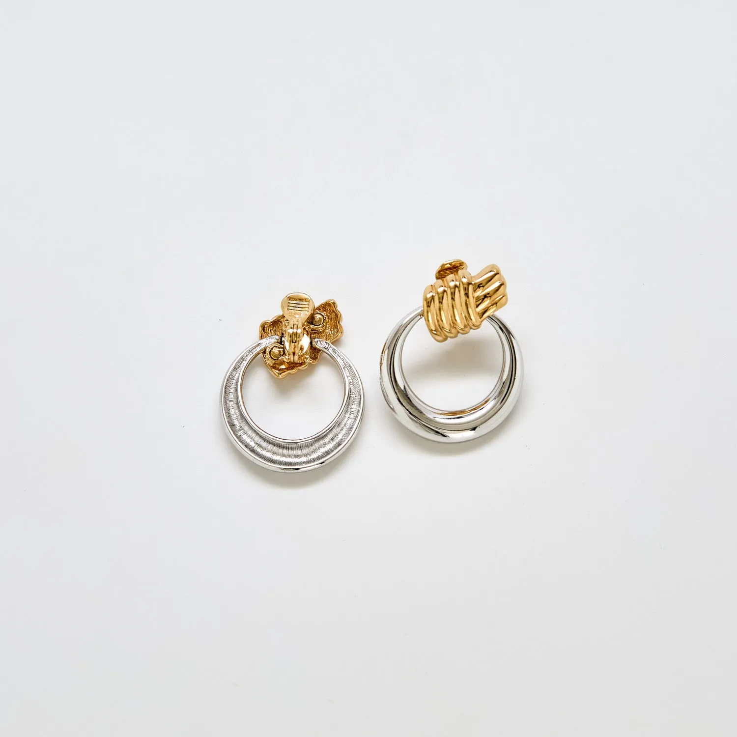 Vintage Monet Two-Tone Door Knocker Earrings sold by Admiral Row product image thumbnail 2