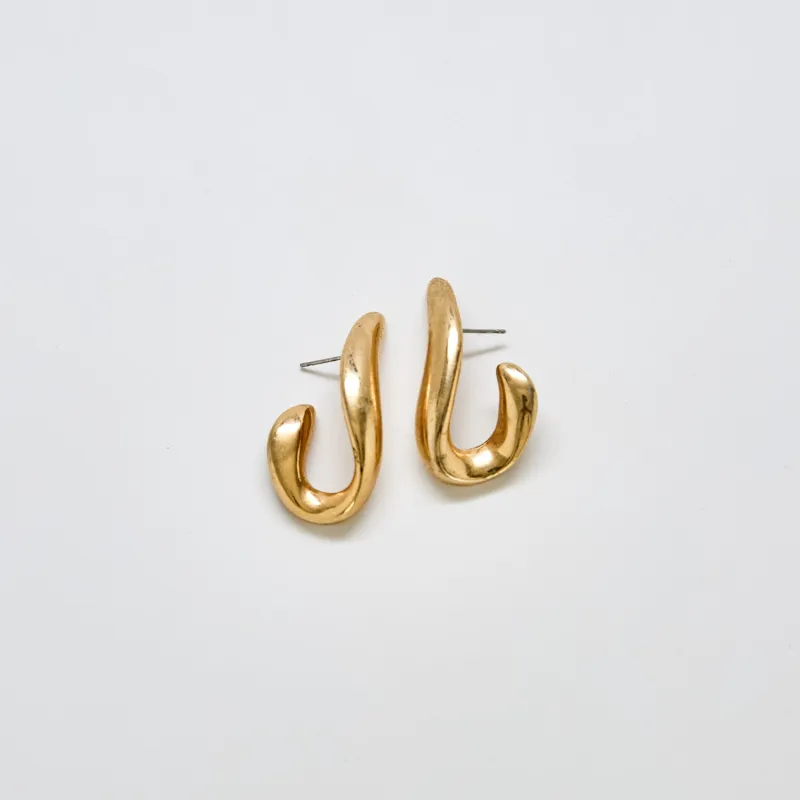 Vintage JS Abstract Gold Sculptural Earrings sold by Admiral Row