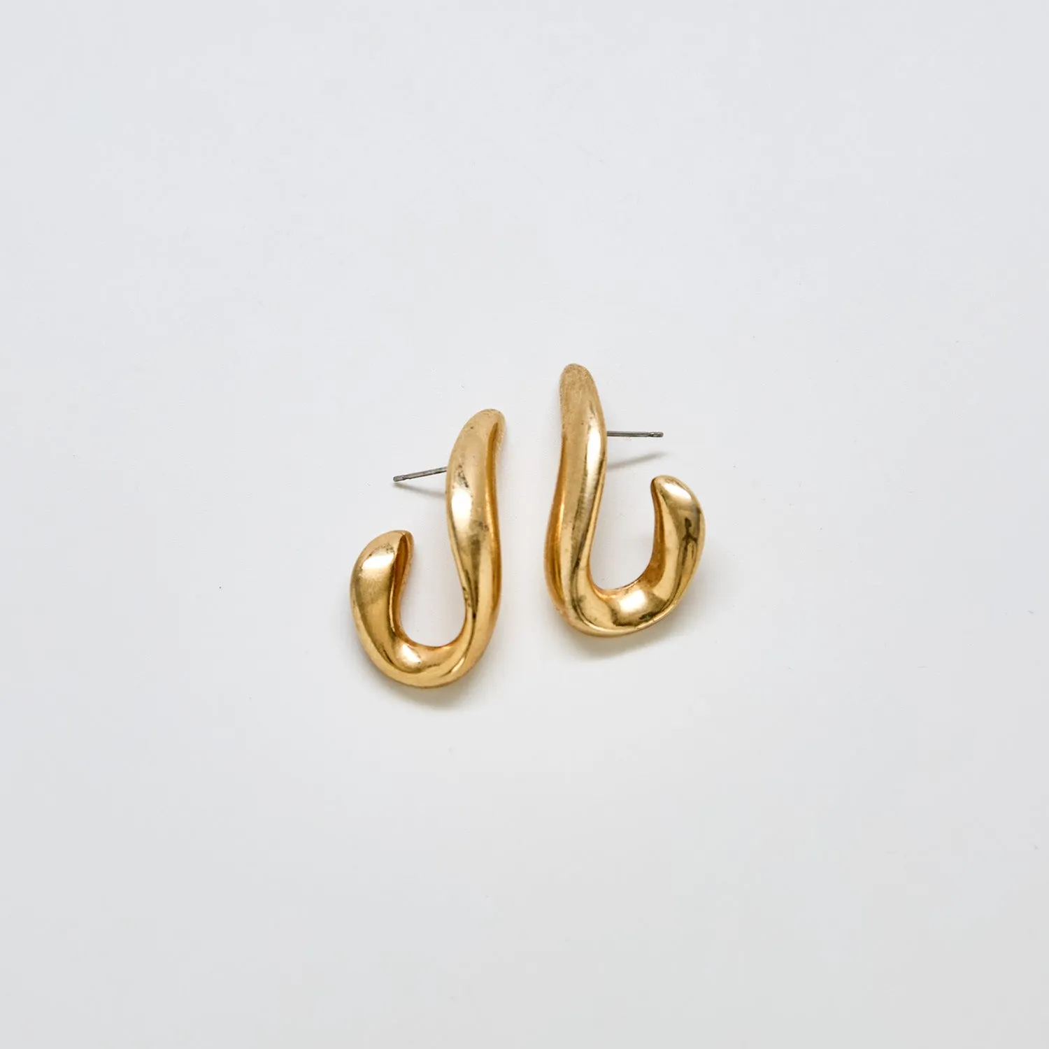 Vintage JS Abstract Gold Sculptural Earrings sold by Admiral Row