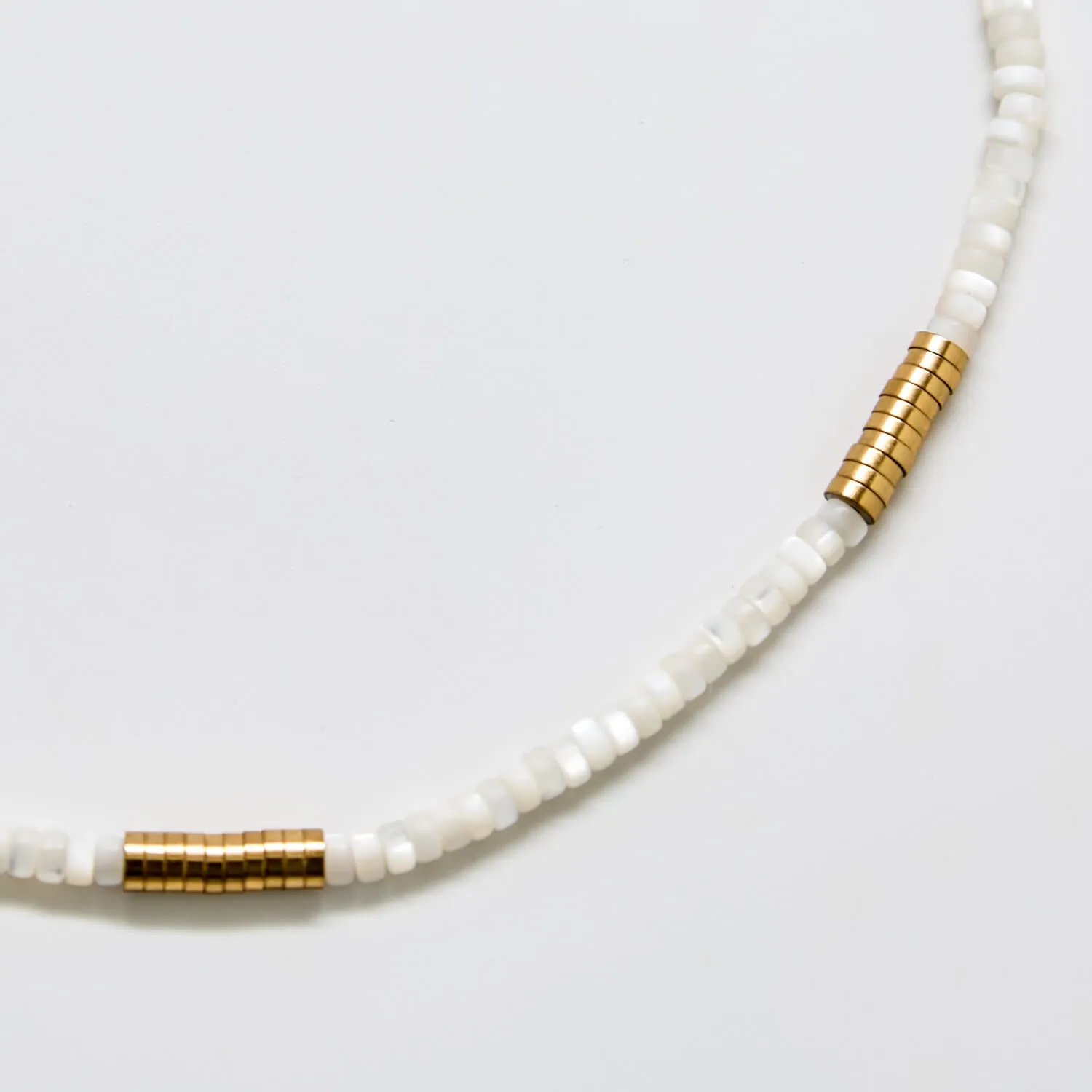 Beaded Mother of Pearl and Gold Necklace sold by Admiral Row product image thumbnail 4