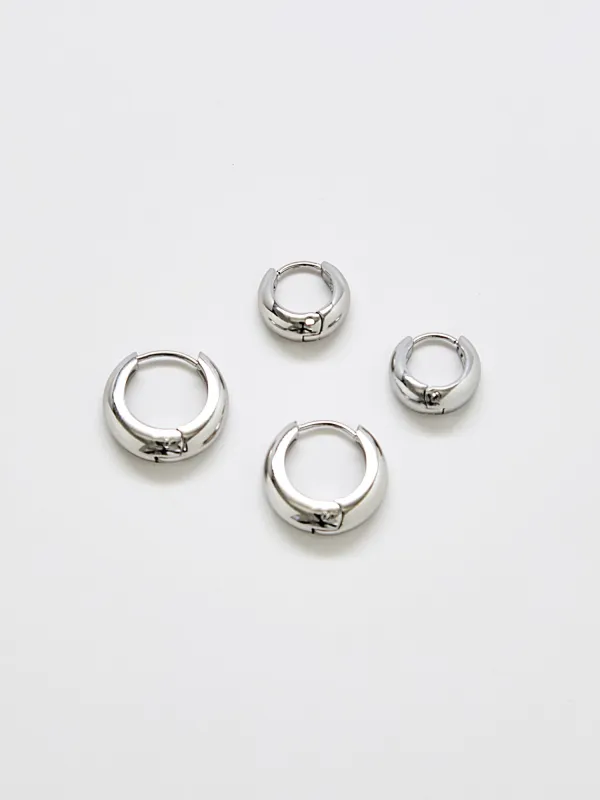 Silver Medium Double Pack - Hoop Earrings sold by Admiral Row