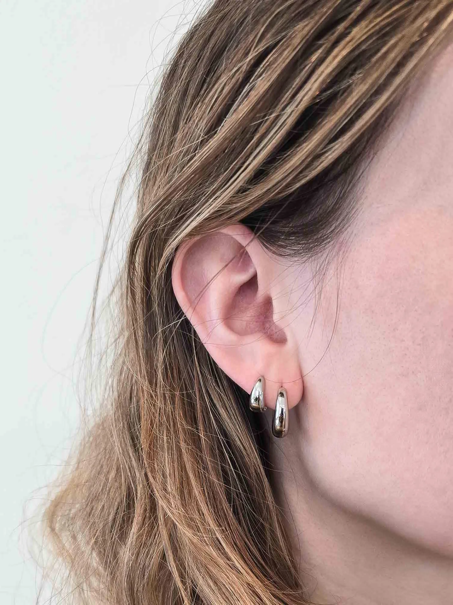 Silver Medium Double Pack - Hoop Earrings sold by Admiral Row product image thumbnail 2