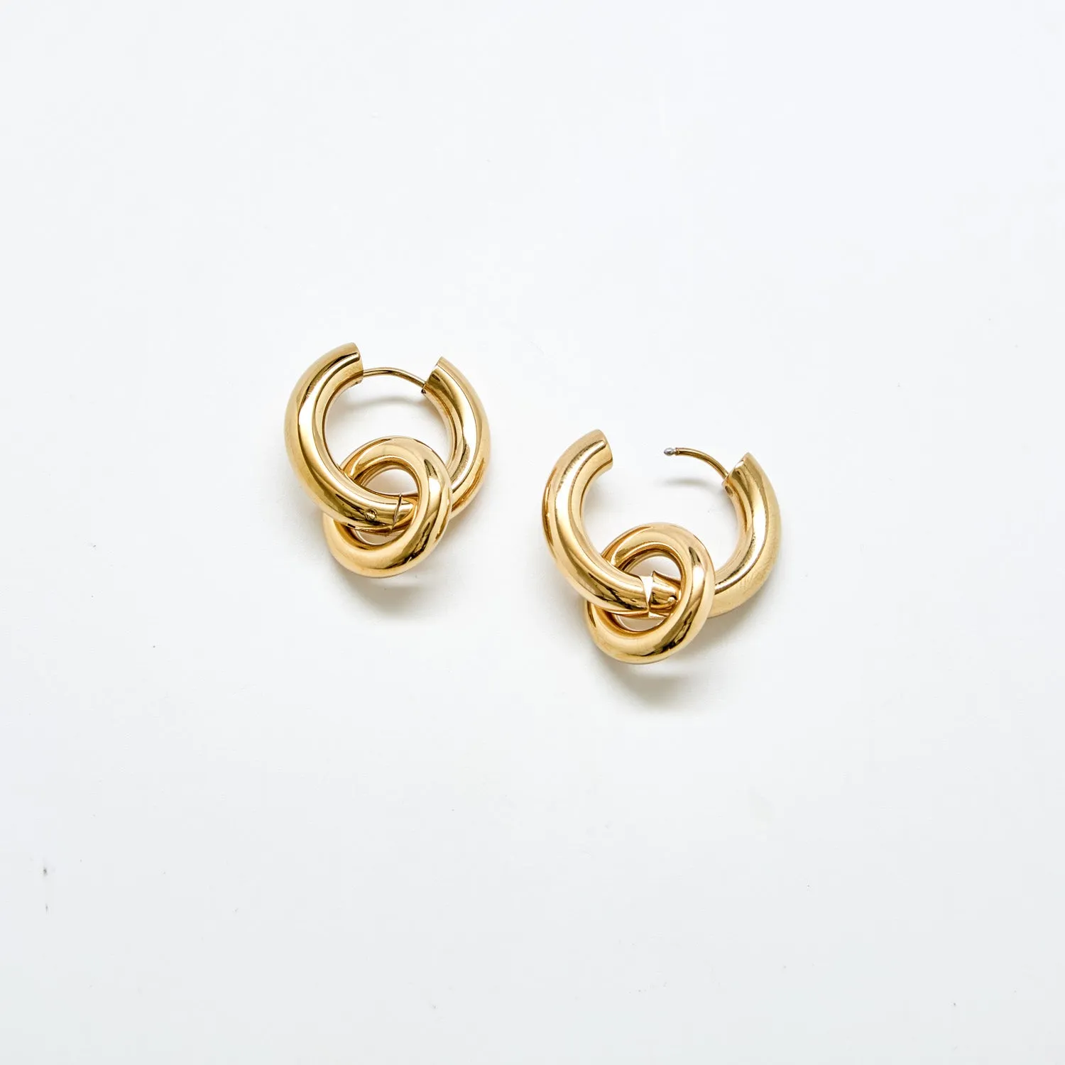 Gold Interlocking Hoop Earrings sold by Admiral Row product image thumbnail 3