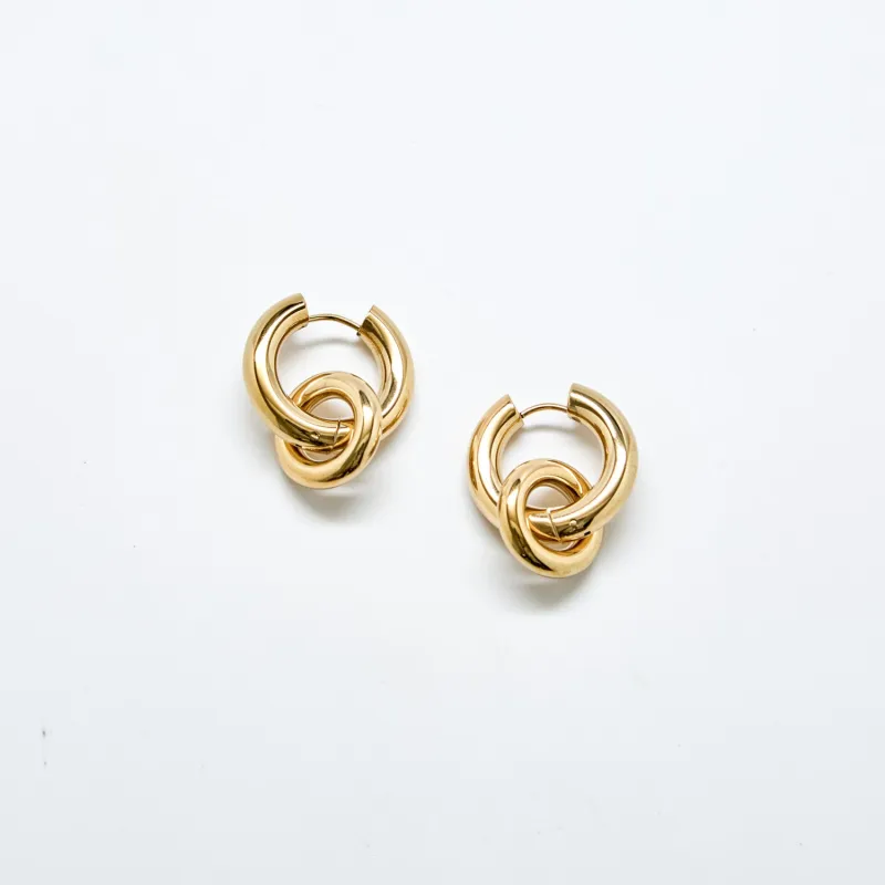 Gold Interlocking Hoop Earrings made by Admiral Row