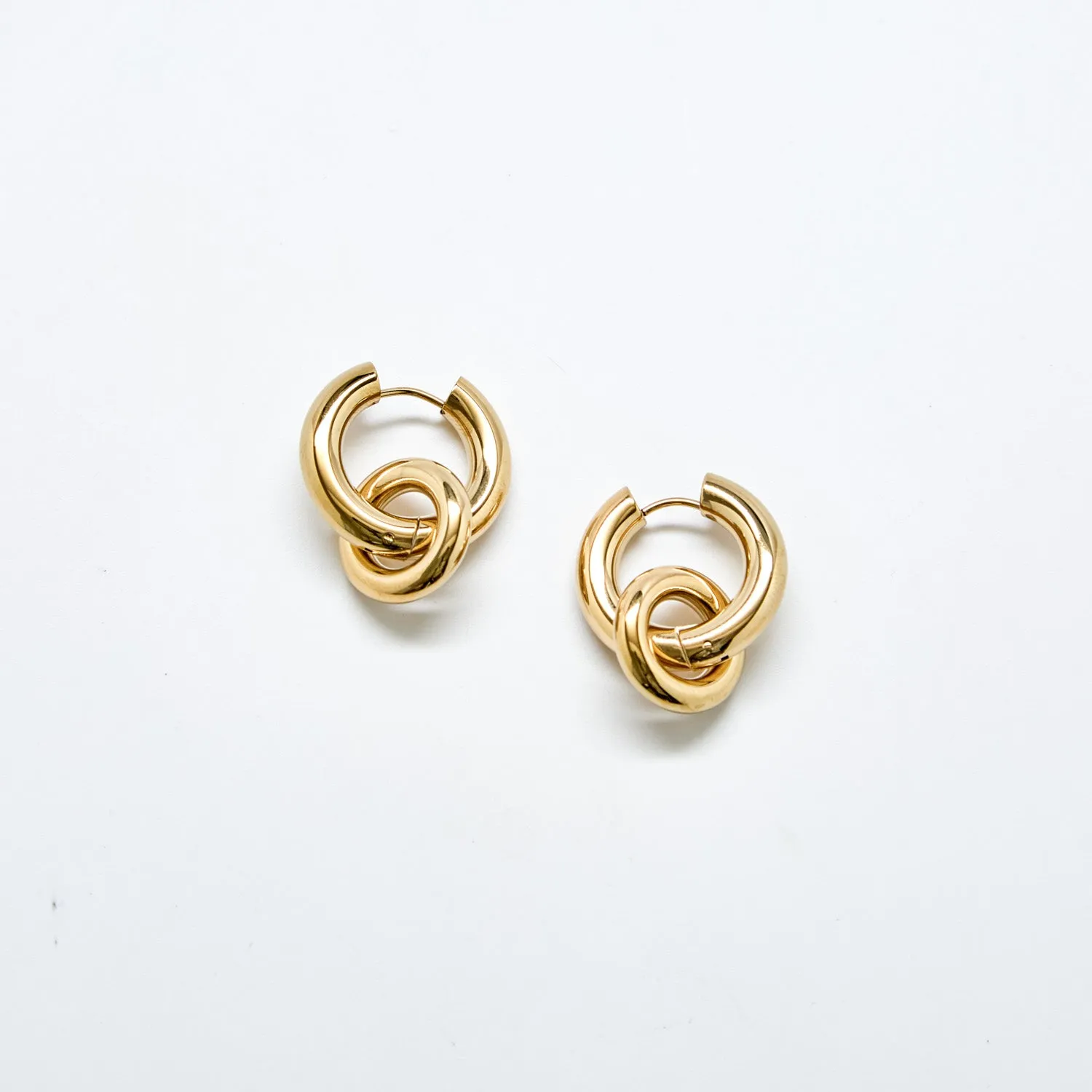 Gold Interlocking Hoop Earrings sold by Admiral Row