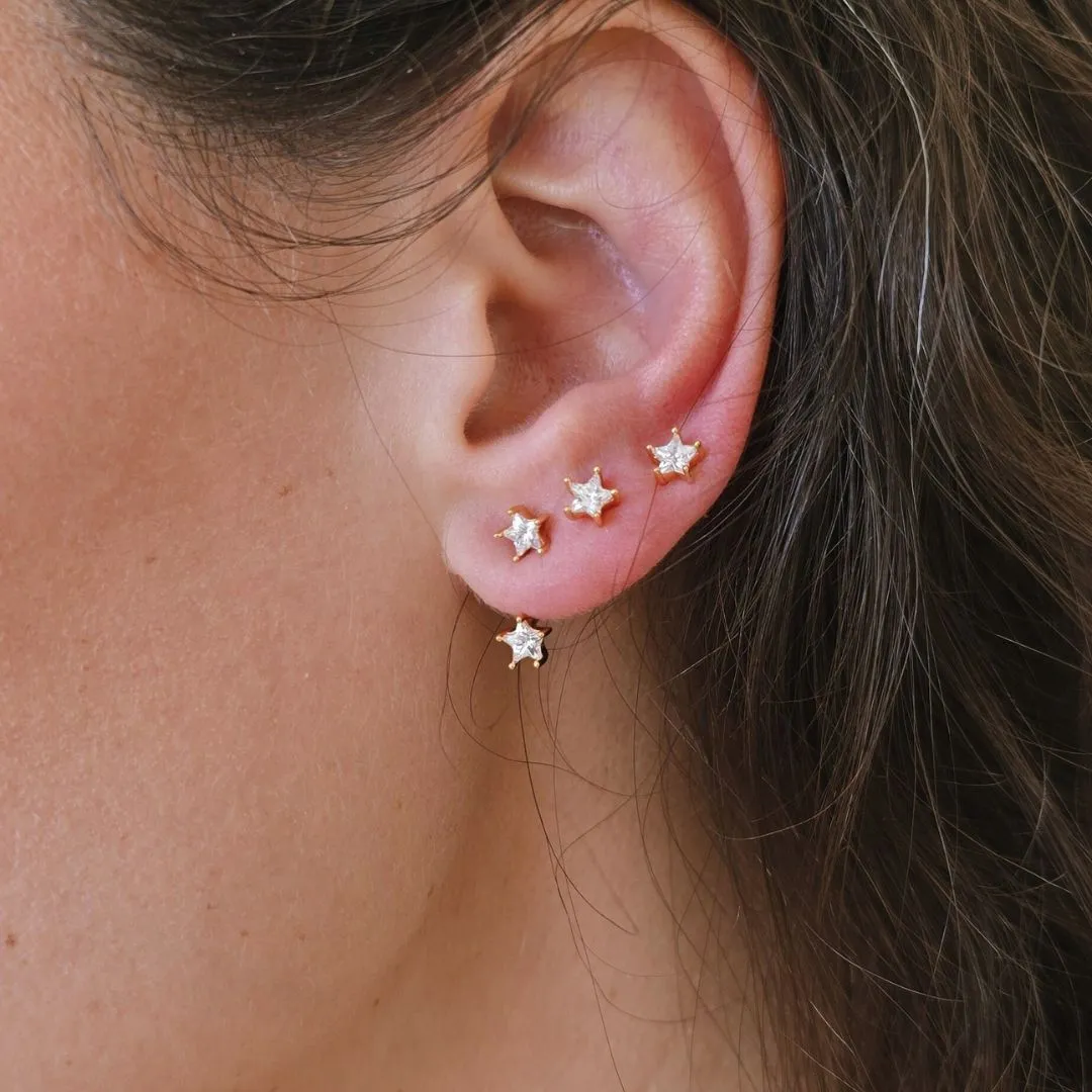Gold Double CZ Stud Ear Jacket Earrings sold by Admiral Row product image thumbnail 2