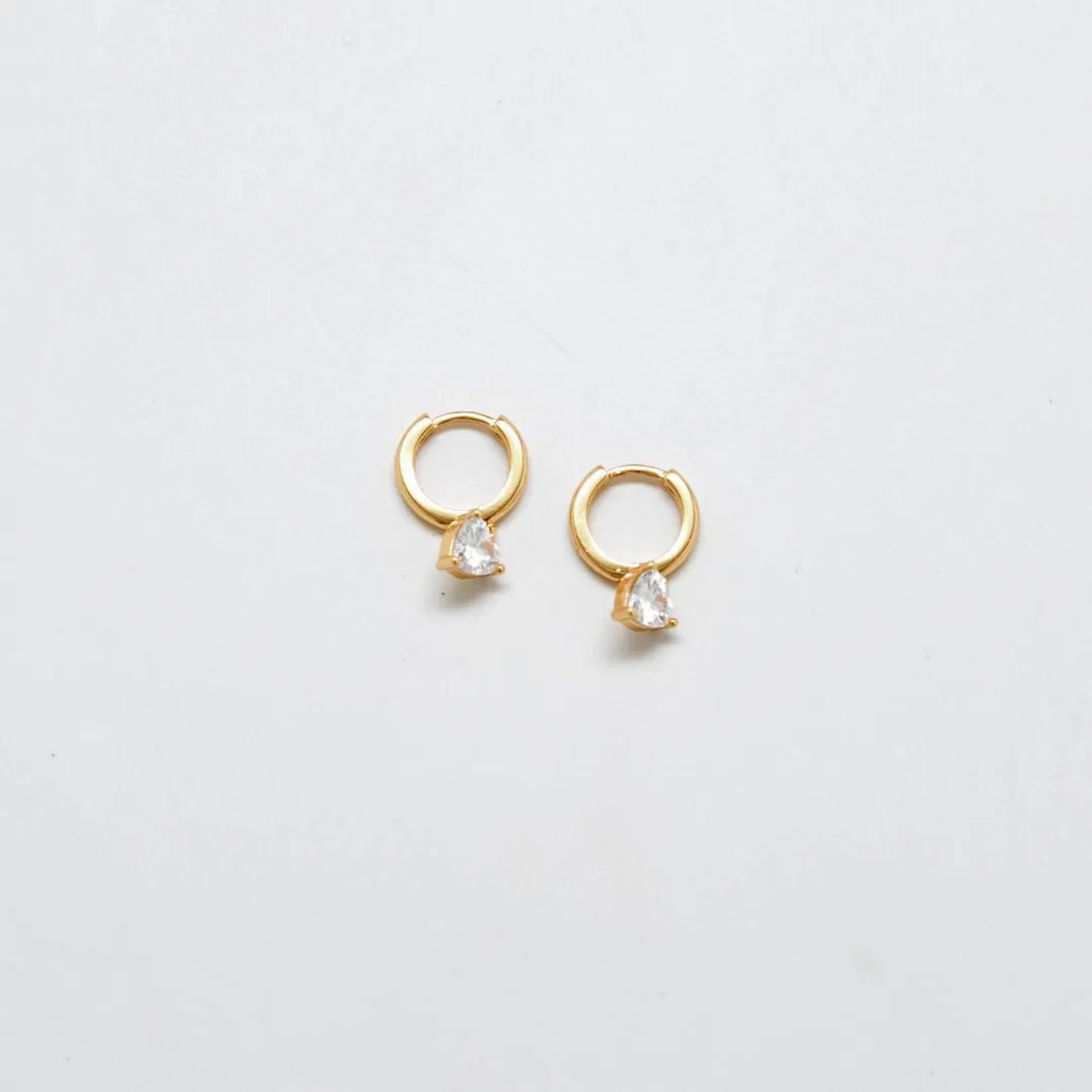 Gold CZ Heart Huggie Earrings sold by Admiral Row