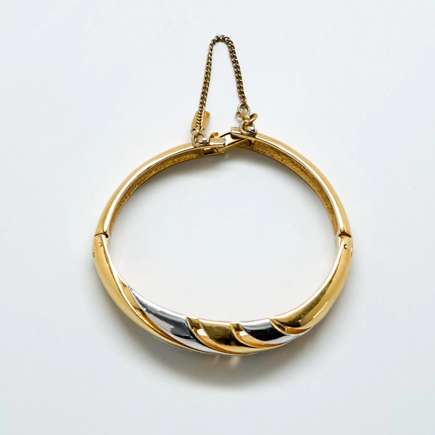 Vintage Monet Mixed Metal Twisted Hinged Bangle Bracelet sold by Admiral Row product image thumbnail 2