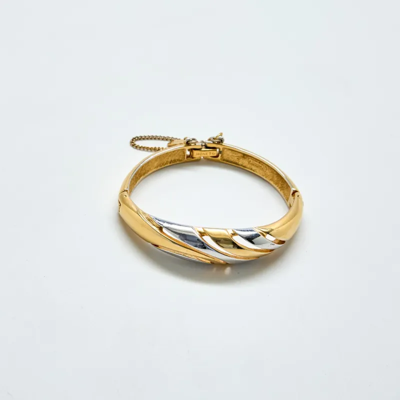 Vintage Monet Mixed Metal Twisted Hinged Bangle Bracelet made by Admiral Row