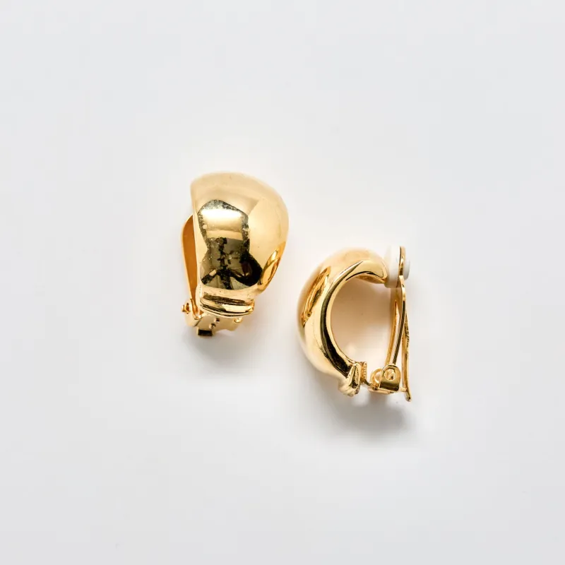 Vintage Gold Dome Oval Clip-On Earrings made by Admiral Row