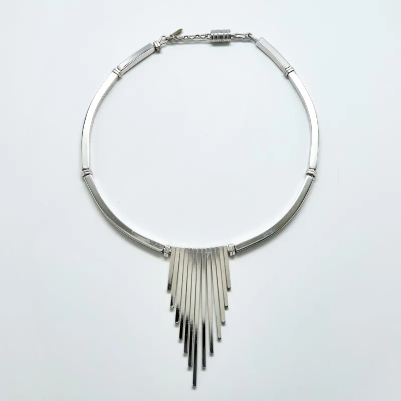 Vintage Monet Silver Fringe Collar Necklace made by Admiral Row