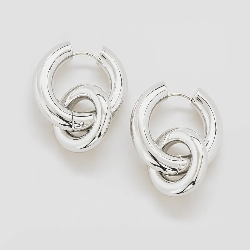 Silver Interlocking Hoop Earrings made by Admiral Row