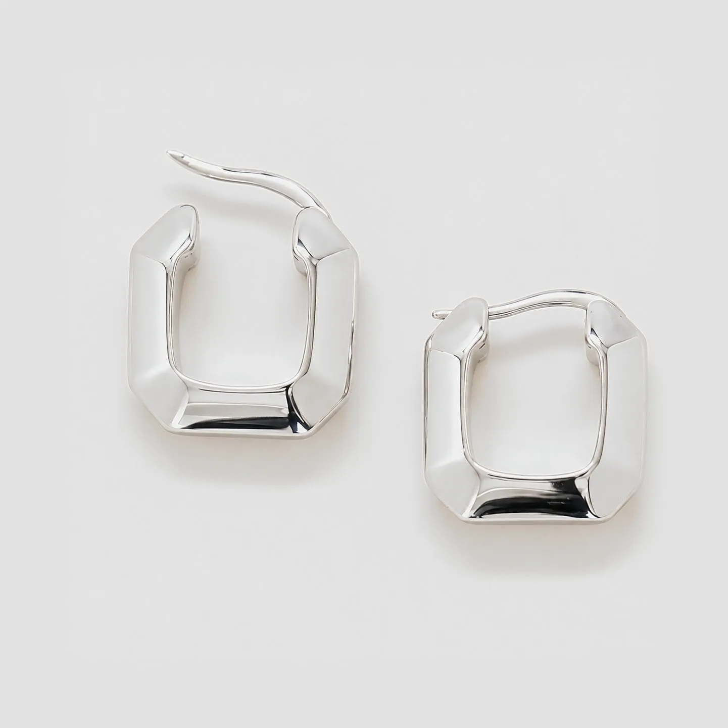 Silver Geometric Square Hoop Earrings sold by Admiral Row product image thumbnail 3
