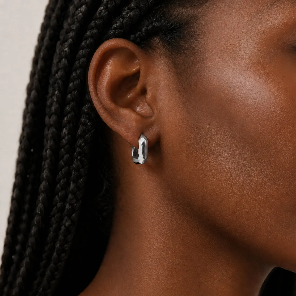 Silver Geometric Square Hoop Earrings sold by Admiral Row product image thumbnail 2
