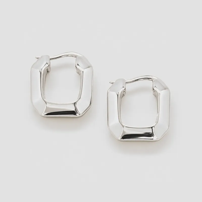 Silver Geometric Square Hoop Earrings made by Admiral Row