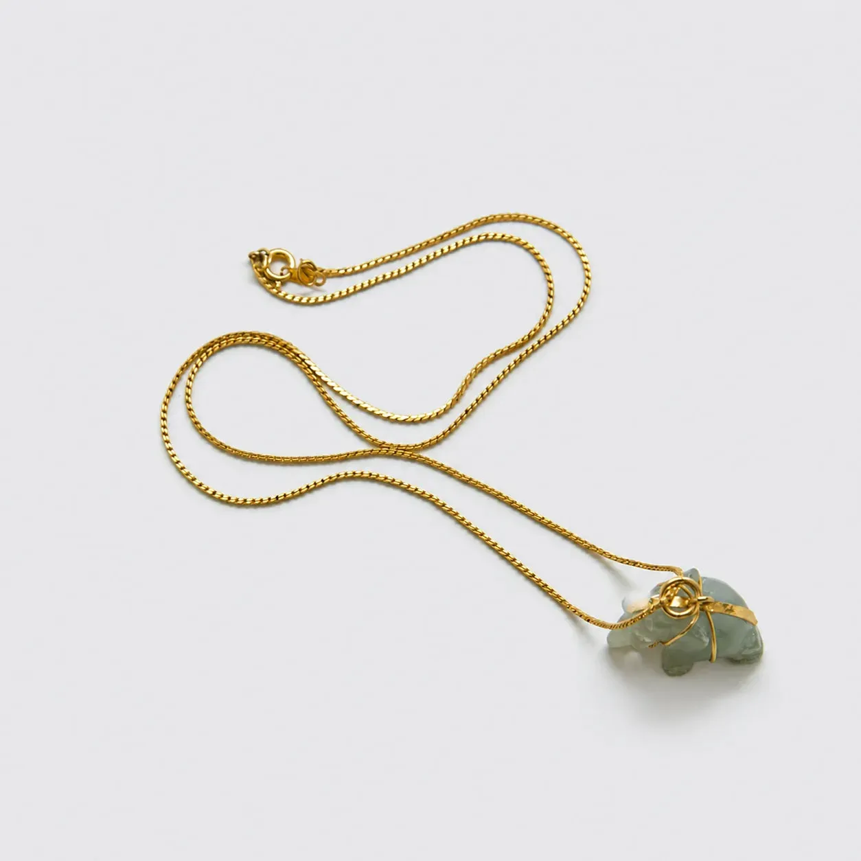 Vintage Green Stone Elephant Pendant Necklace sold by Admiral Row product image thumbnail 2