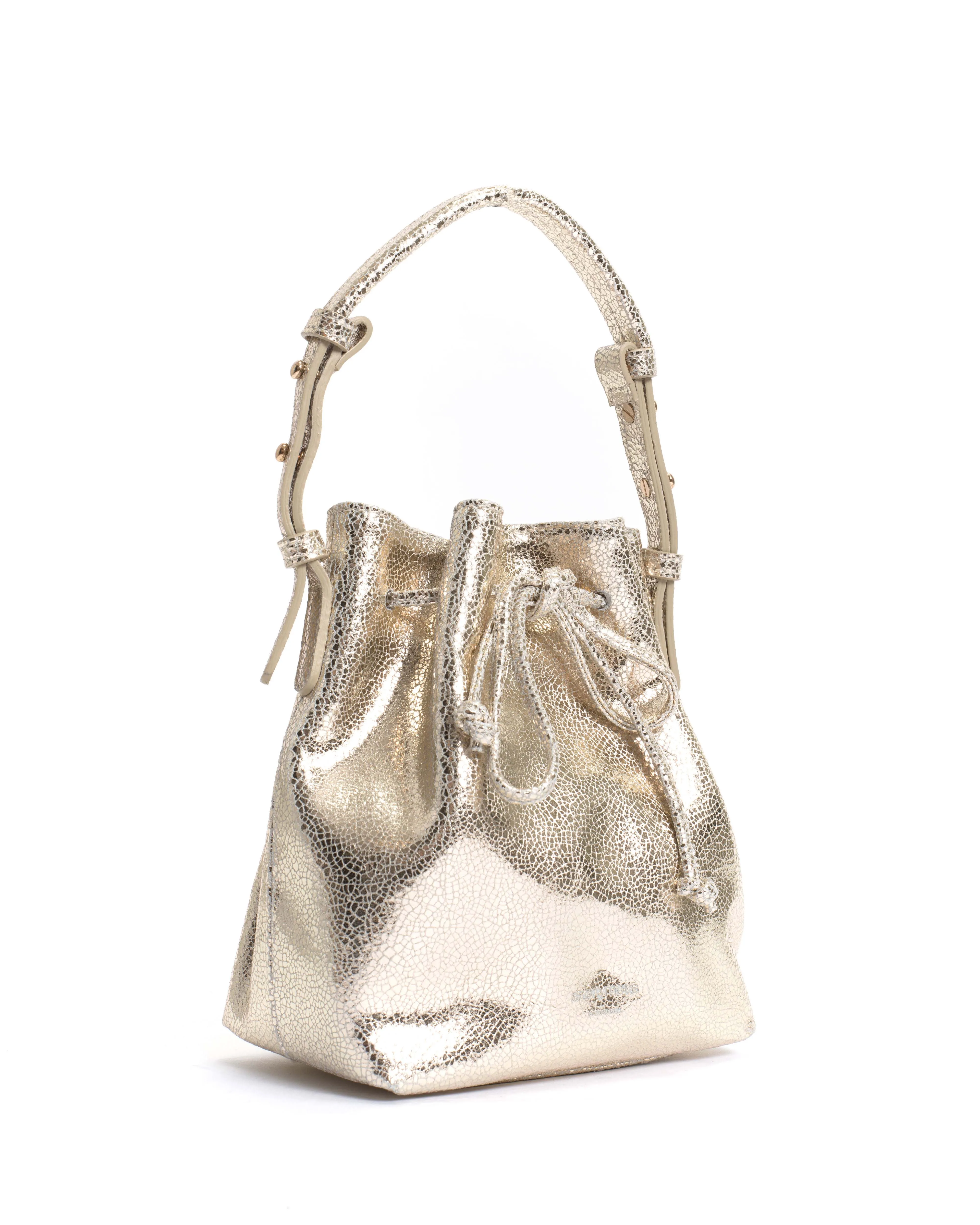 Kacey petite bucket bag Crackled metallic goat Champagne sold by Anonymous Copenhagen product image thumbnail 2
