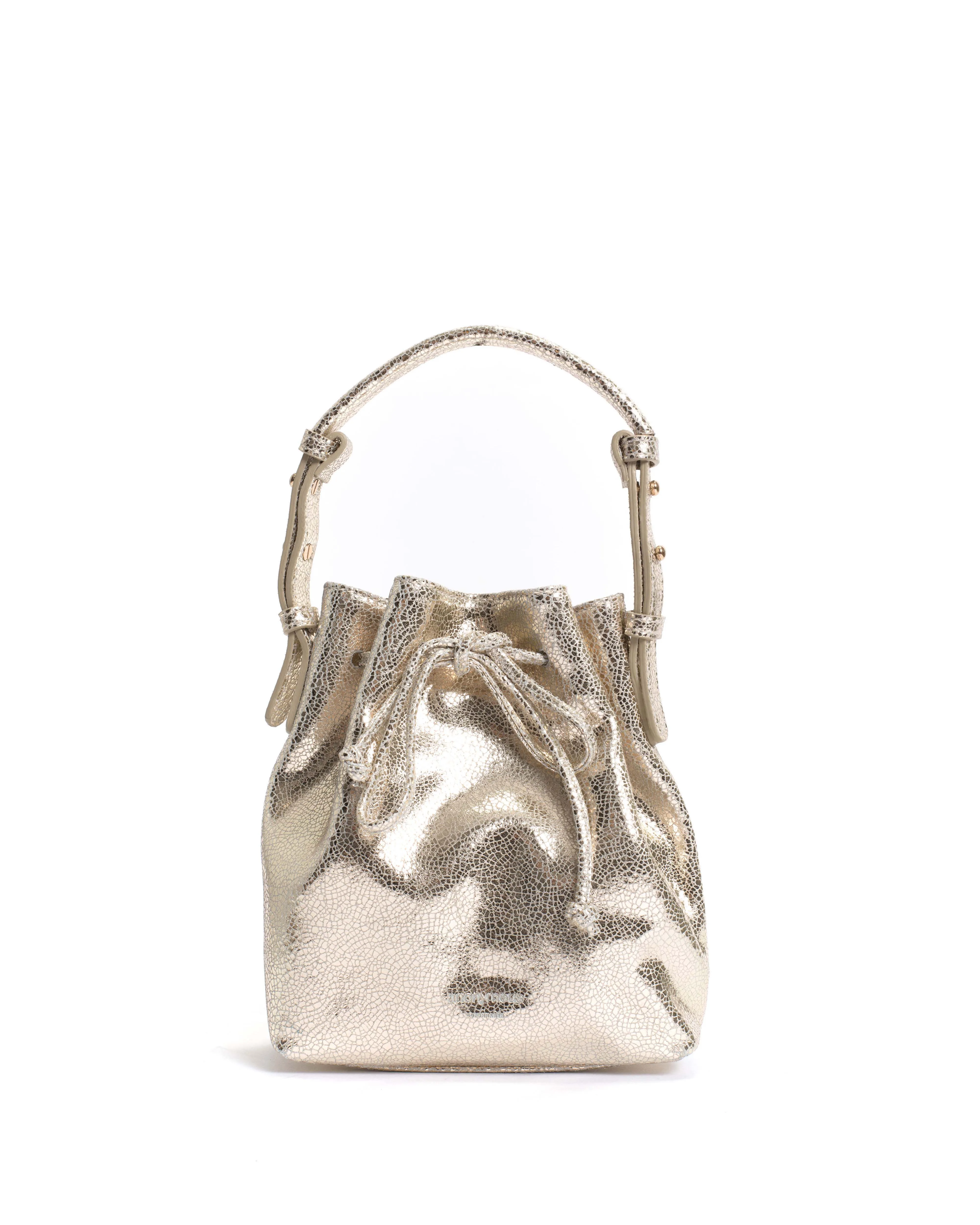 Kacey petite bucket bag Crackled metallic goat Champagne sold by Anonymous Copenhagen