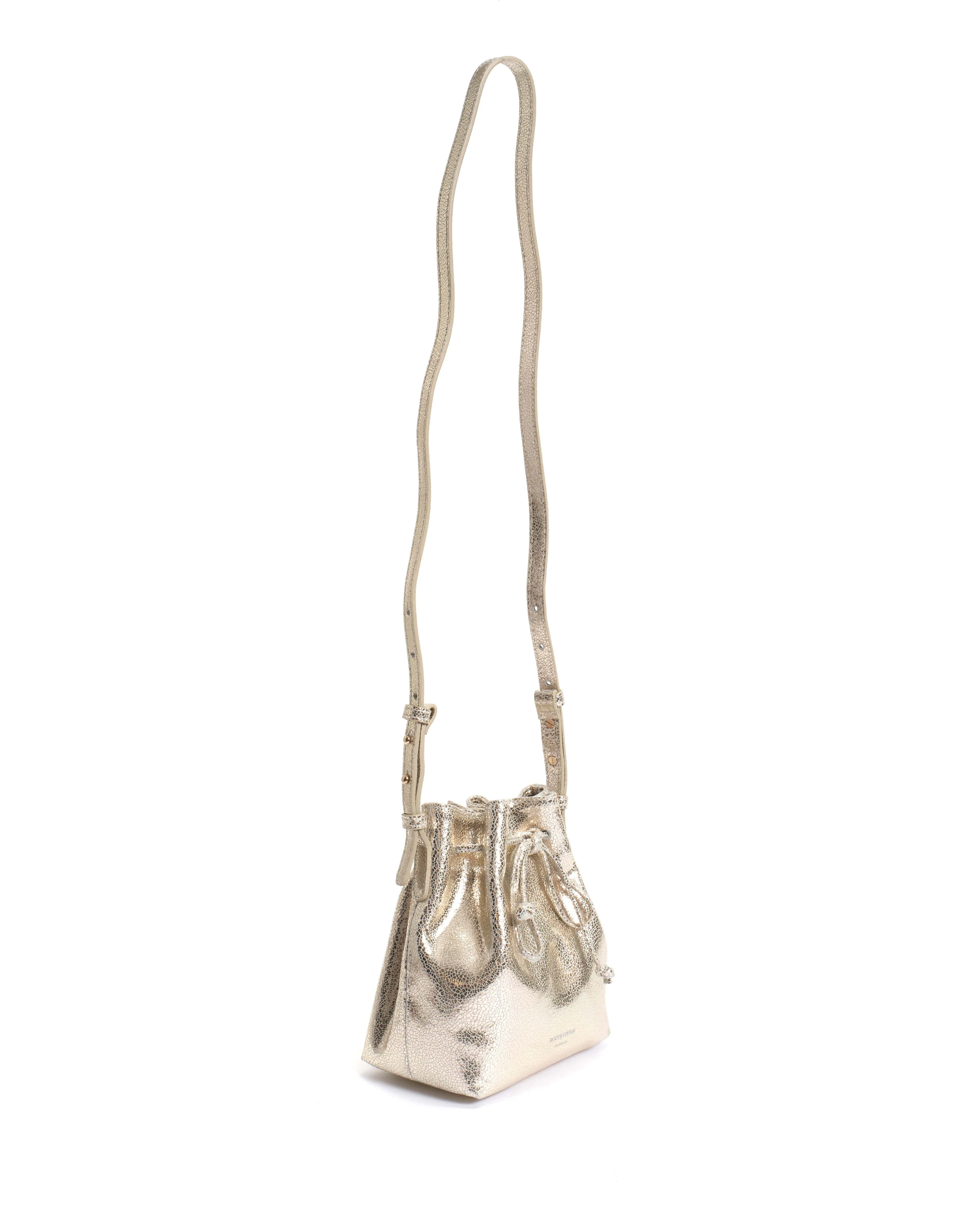 Kacey petite bucket bag Crackled metallic goat Champagne sold by Anonymous Copenhagen product image thumbnail 5