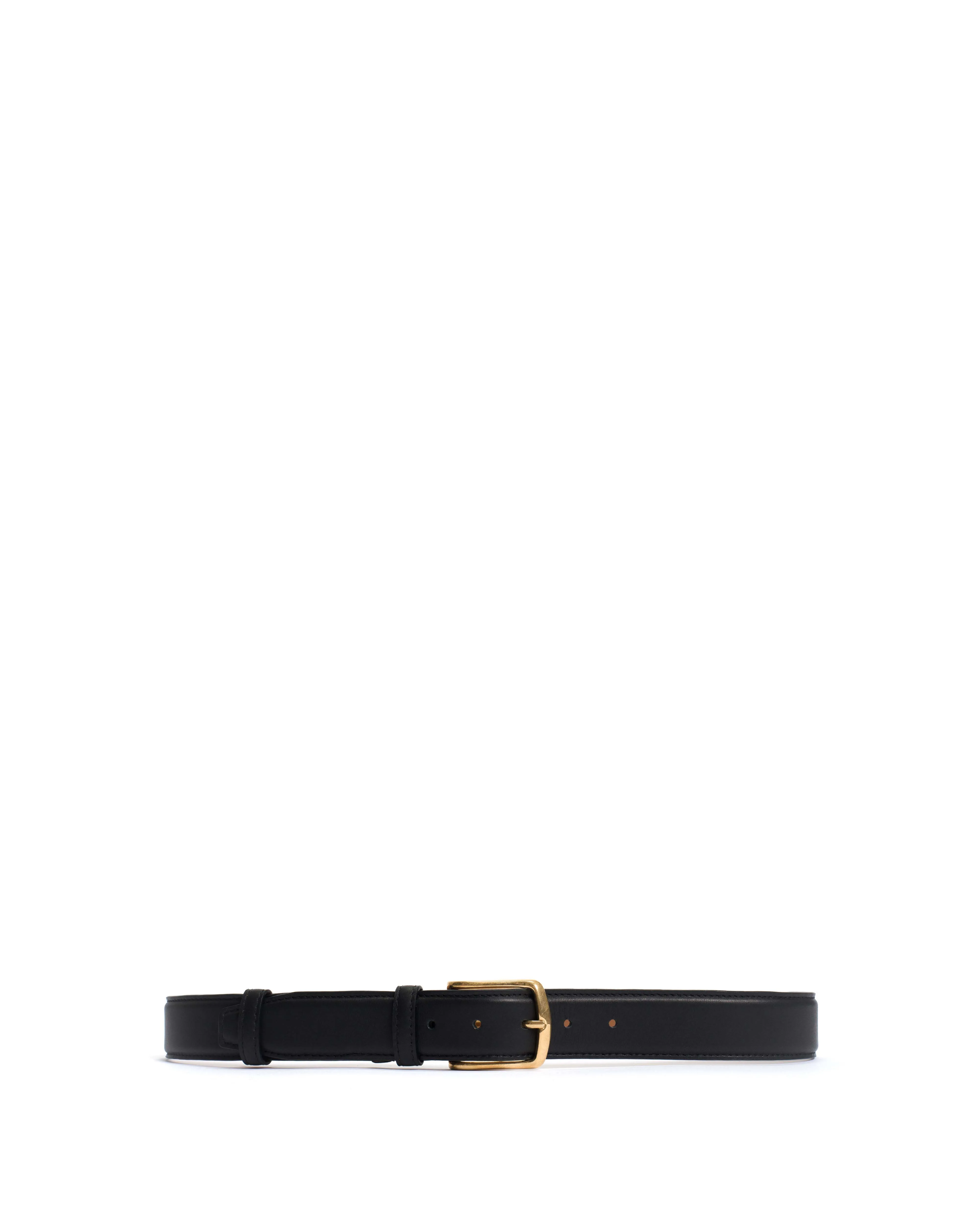 Quinn classic unisex leather belt Soft calf & metal Black & gold buckle sold by Anonymous Copenhagen product image thumbnail 5