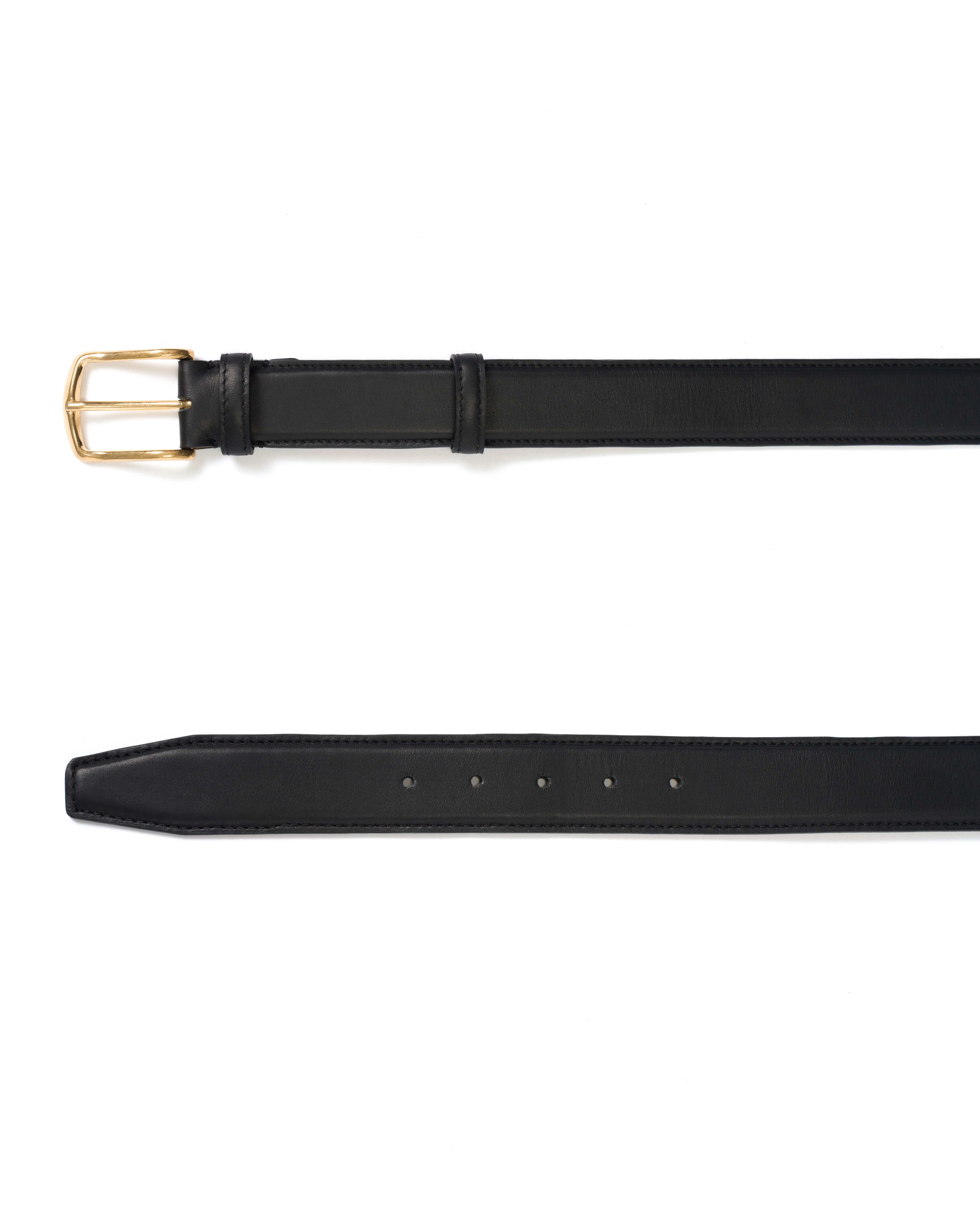 Quinn classic unisex leather belt Soft calf & metal Black & gold buckle sold by Anonymous Copenhagen product image thumbnail 4