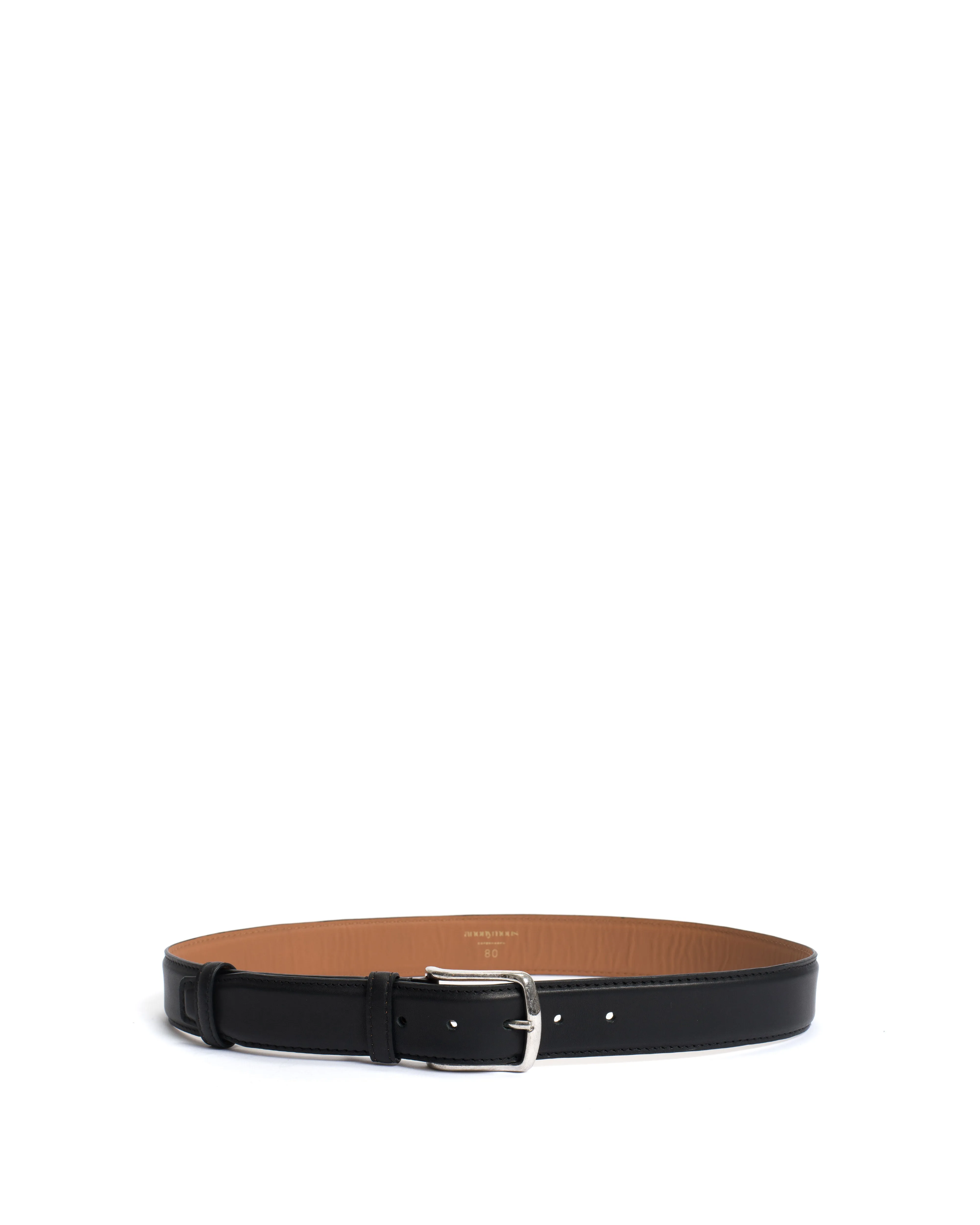 Quinn classic unisex leather belt Soft calf & metal Black & silver buckle sold by Anonymous Copenhagen product image thumbnail 3