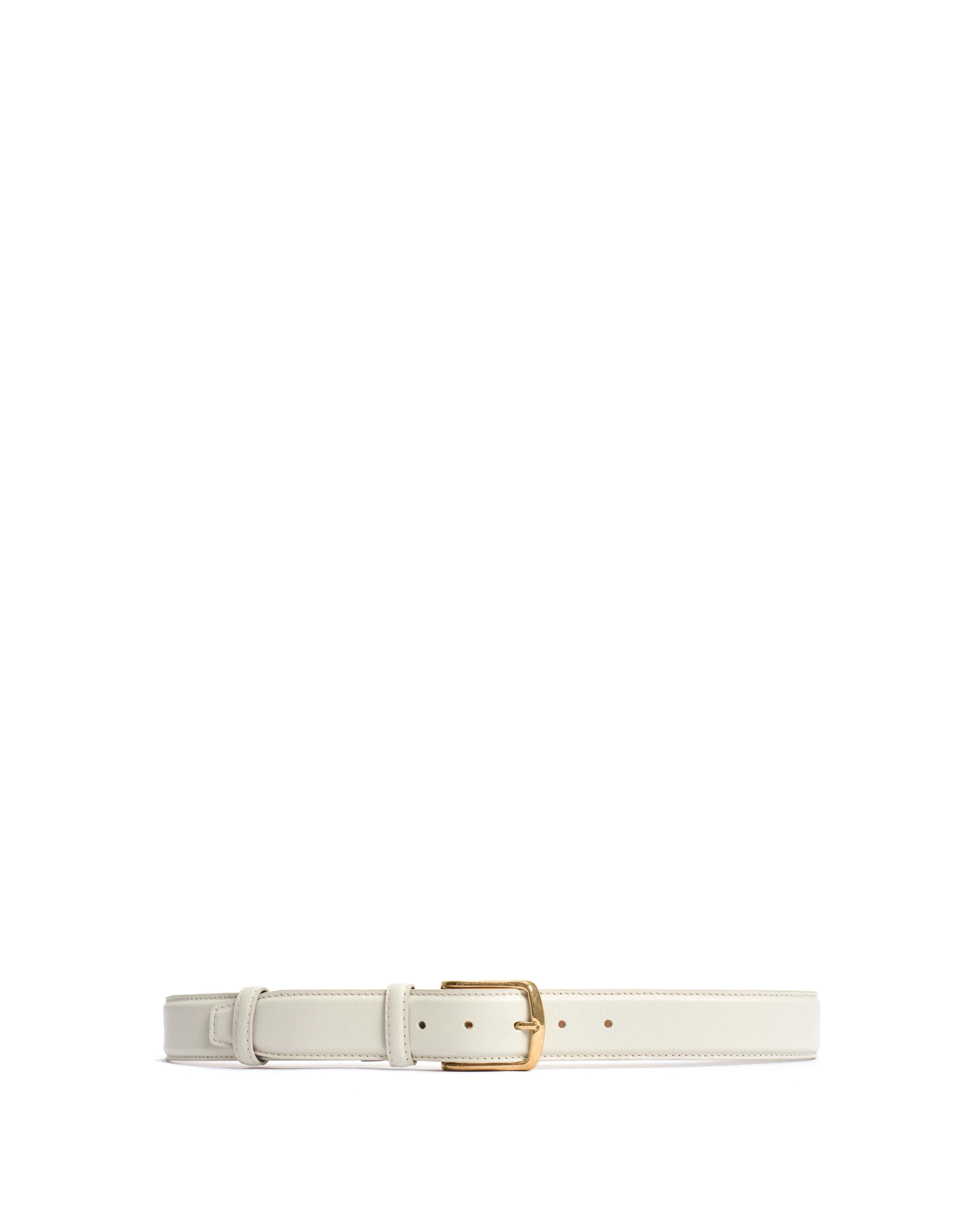 Quinn classic unisex leather belt Soft calf & metal Milk white & gold buckle sold by Anonymous Copenhagen product image thumbnail 5