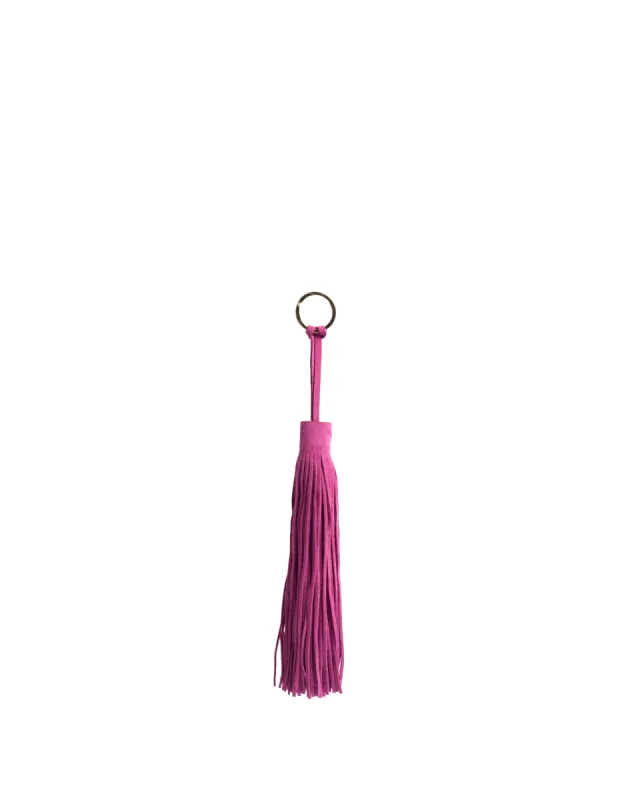 Langley fringe keyring Calf suede Raspberry sorbet sold by Anonymous Copenhagen