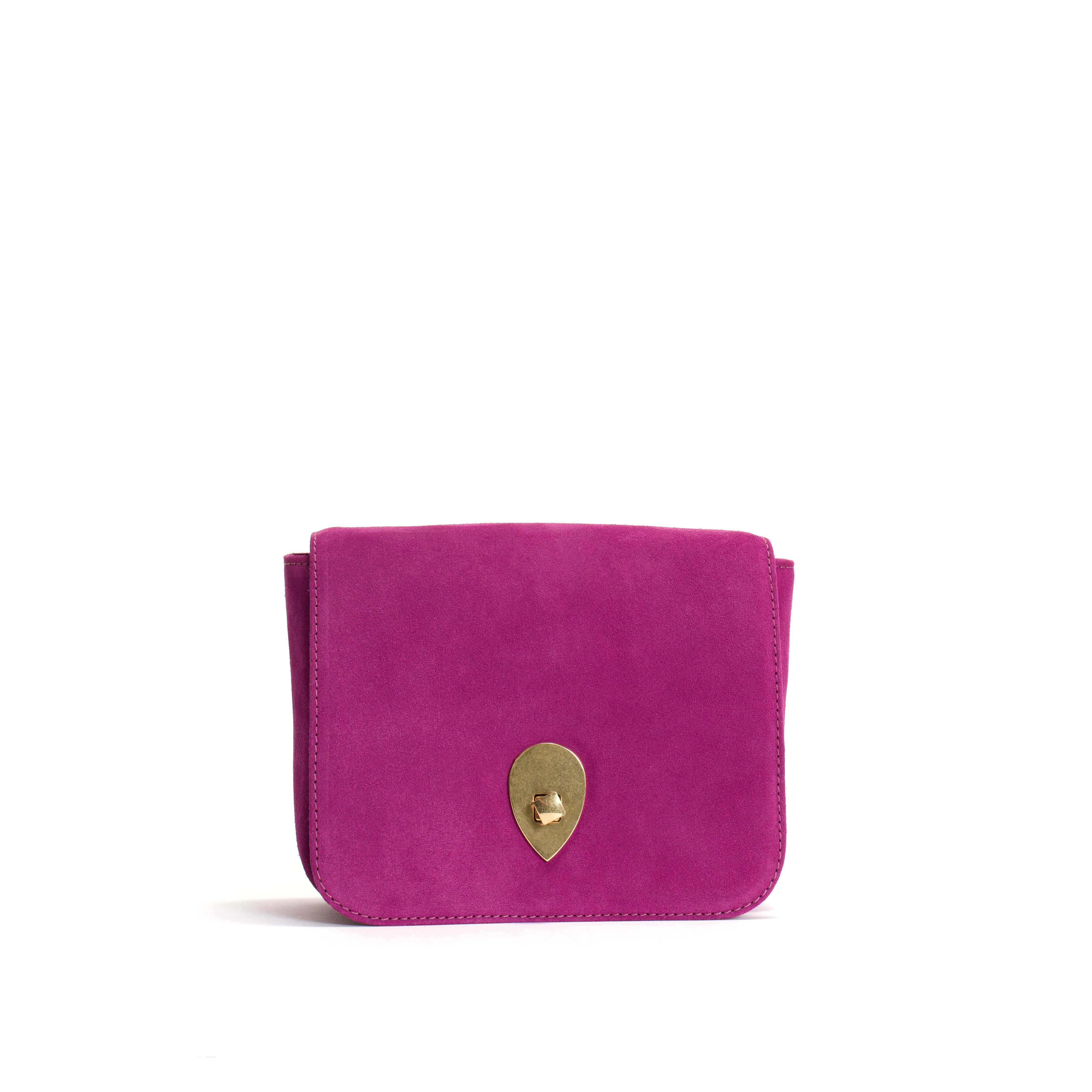 Nielle petite crossover bag Calf suede Raspberry sold by Anonymous Copenhagen