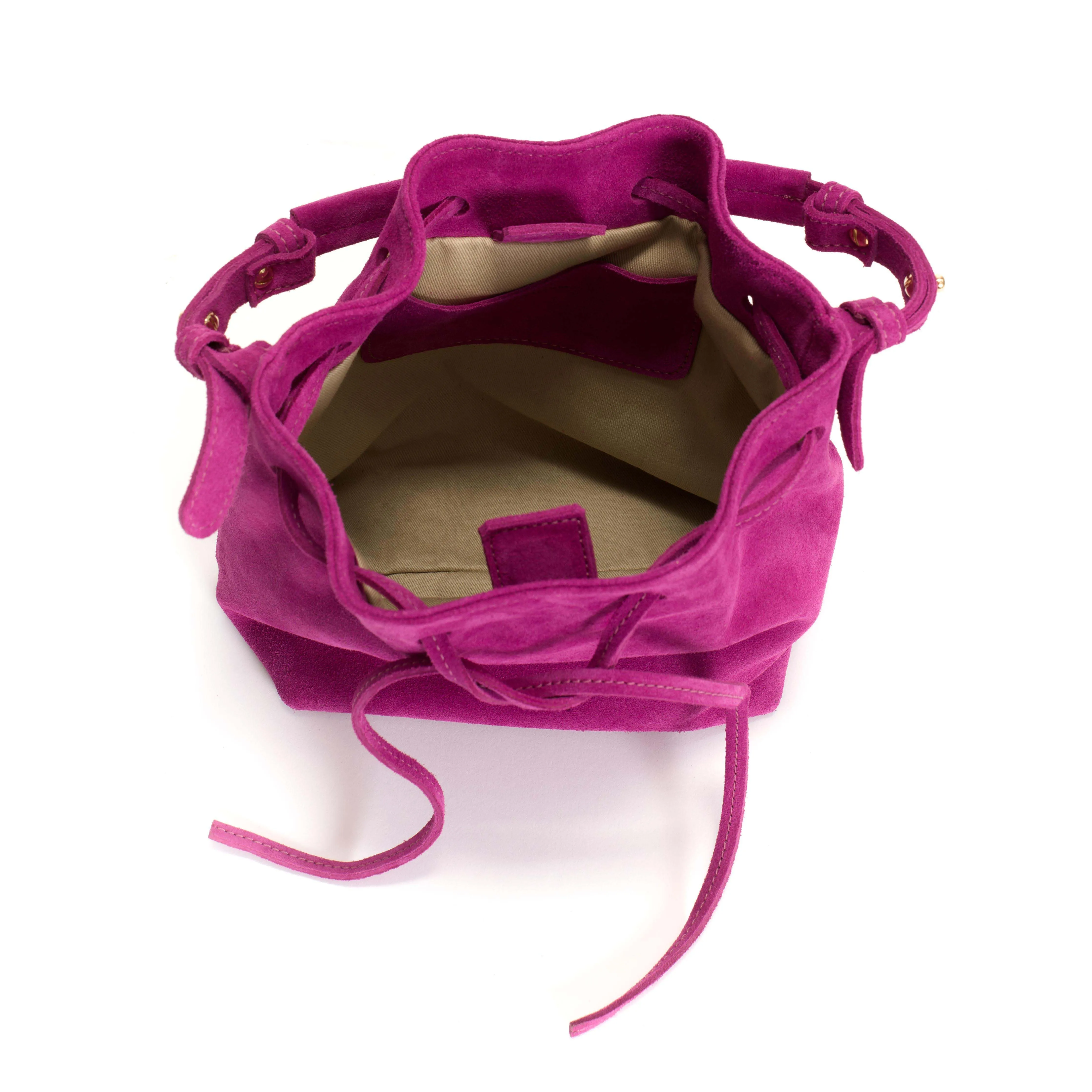 Kacey petite bucket bag Calf suede Raspberry sold by Anonymous Copenhagen product image thumbnail 3