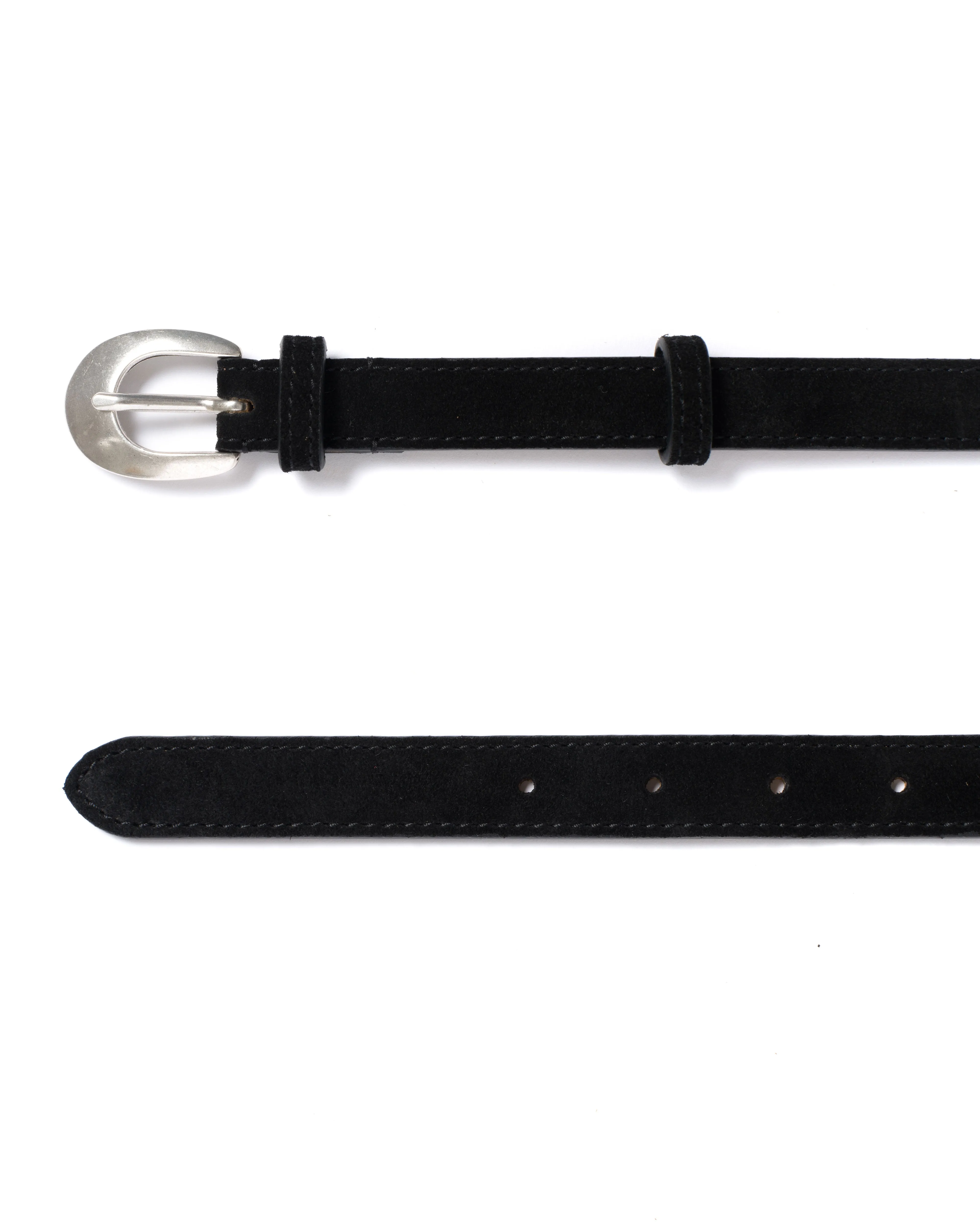 Aris unisex leather belt Calf suede & metal Black & silver buckle sold by Anonymous Copenhagen product image thumbnail 5