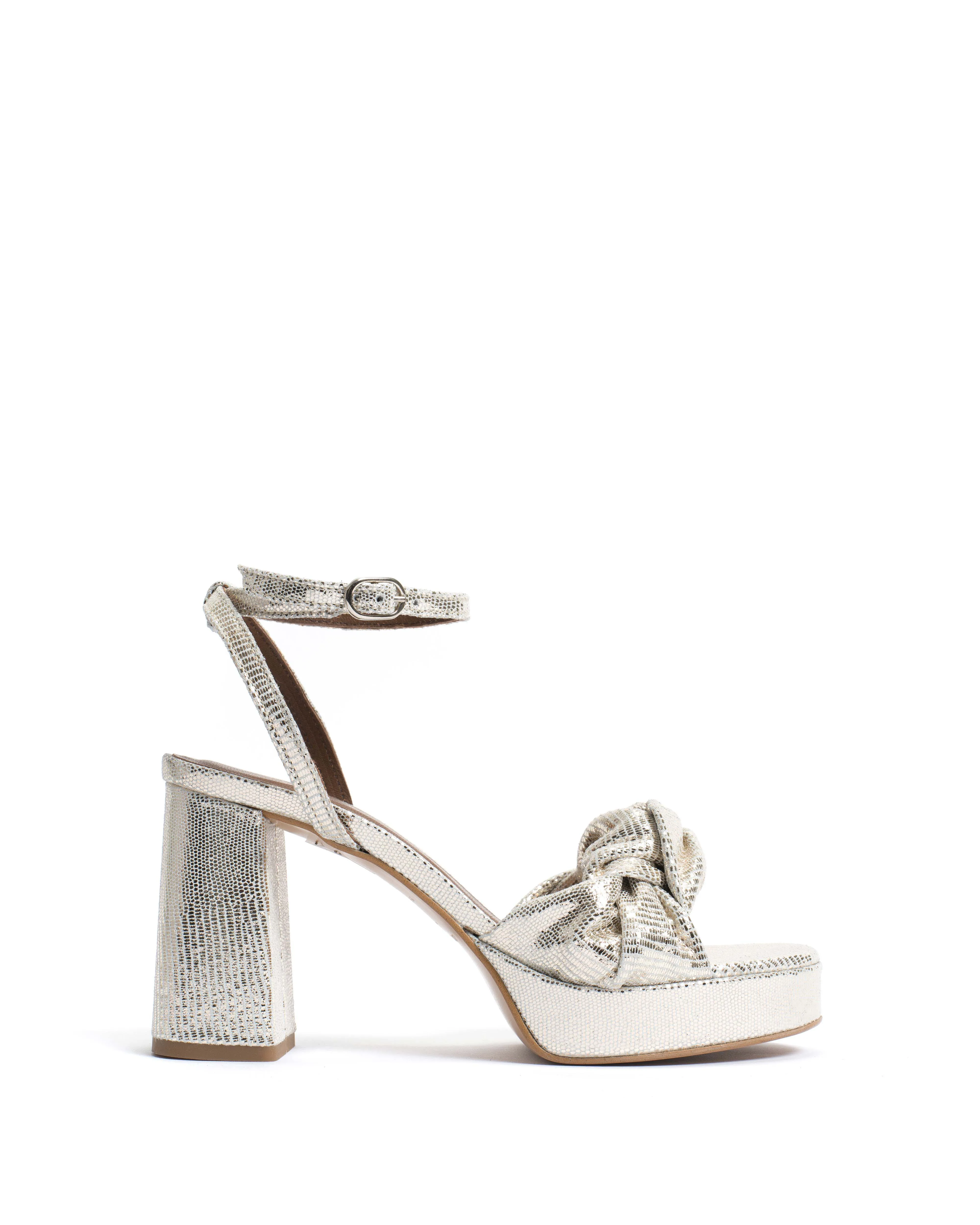 Aliza 85 platform Lizard metallic goat Champagne sold by Anonymous Copenhagen