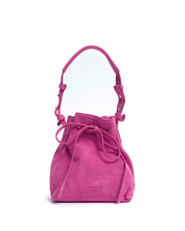 Kacey petite bucket bag Calf suede Raspberry sorbet sold by Anonymous Copenhagen