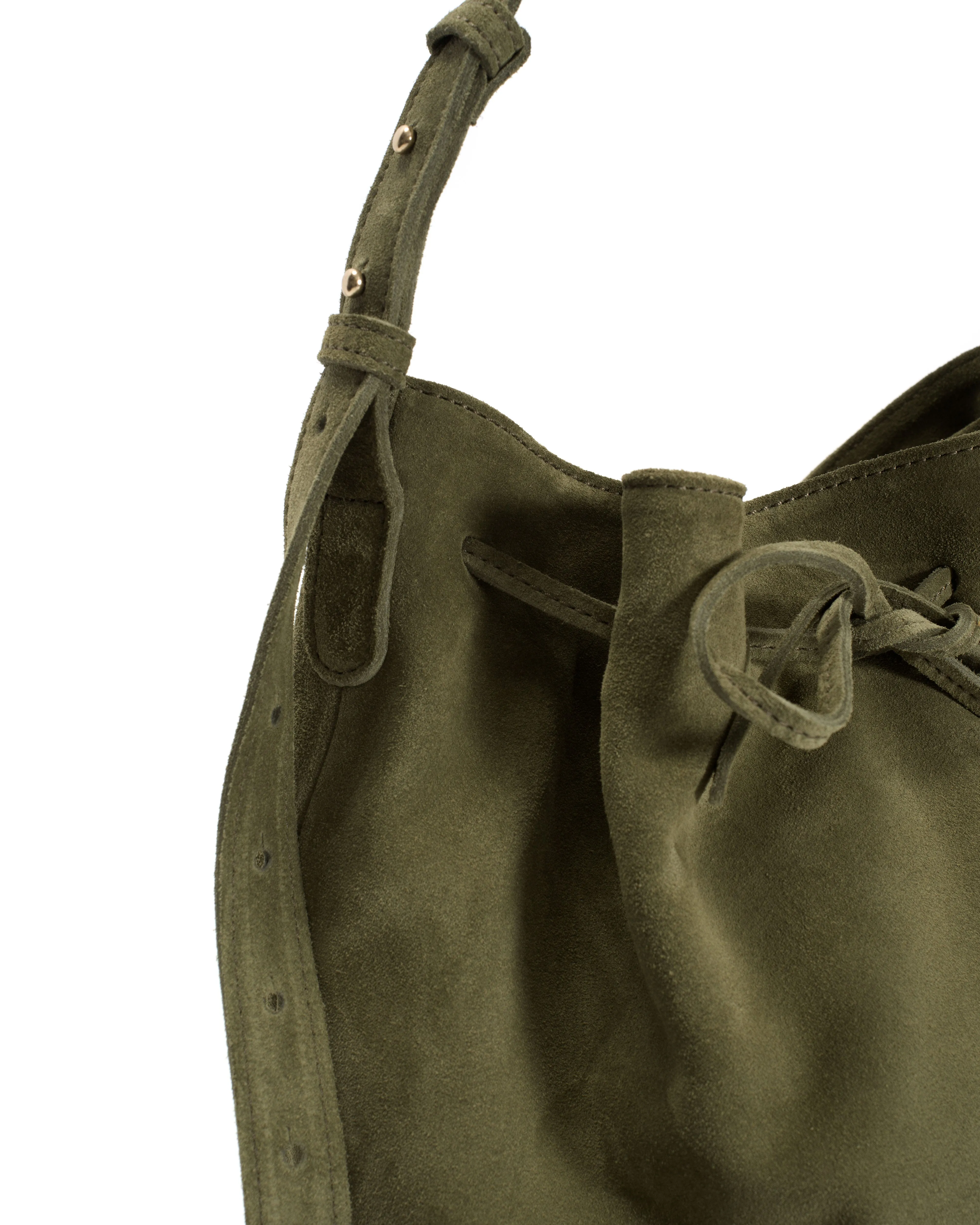 Kacey grand bucket bag Calf suede Olive green sold by Anonymous Copenhagen product image thumbnail 3