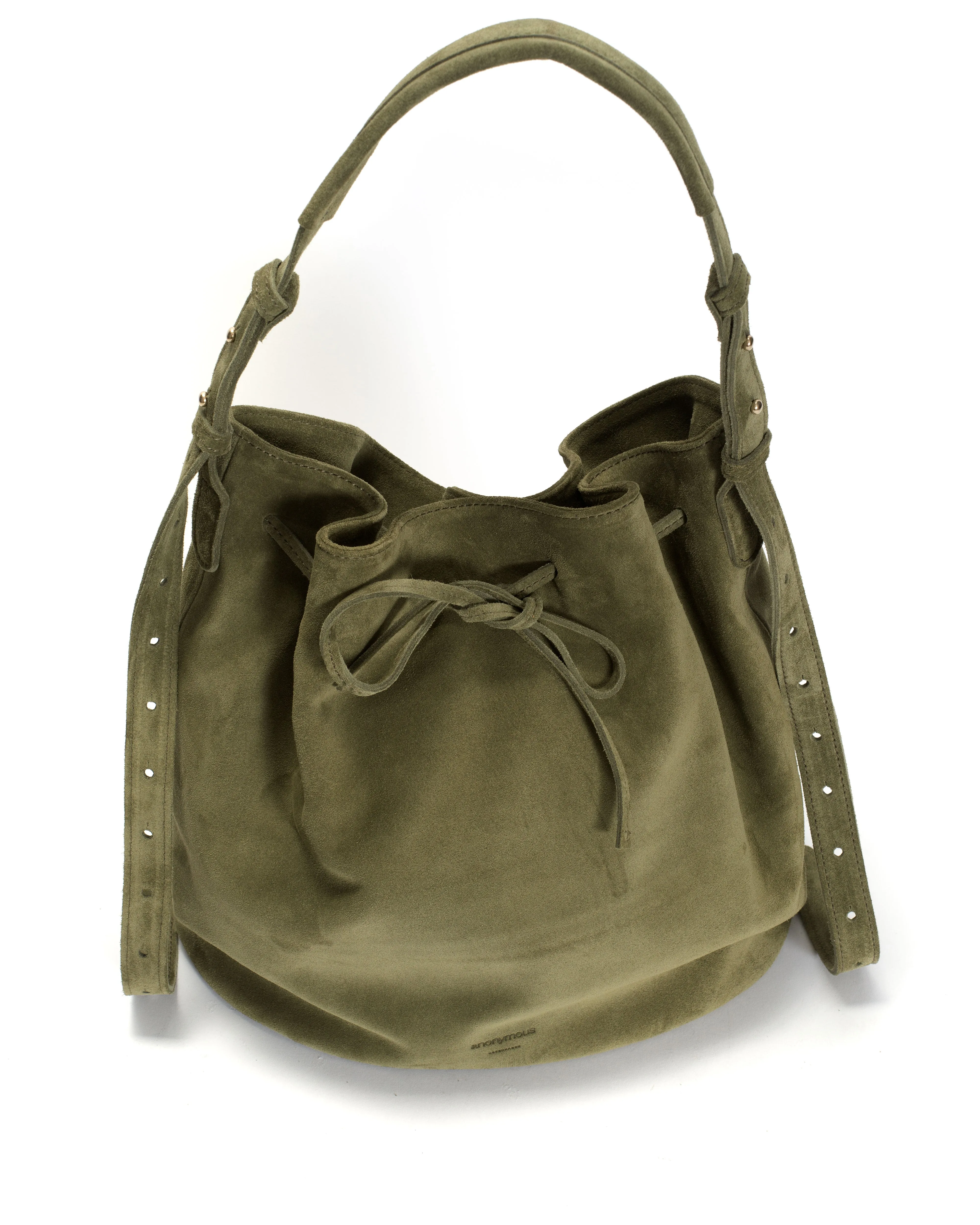 Kacey grand bucket bag Calf suede Olive green sold by Anonymous Copenhagen product image thumbnail 4