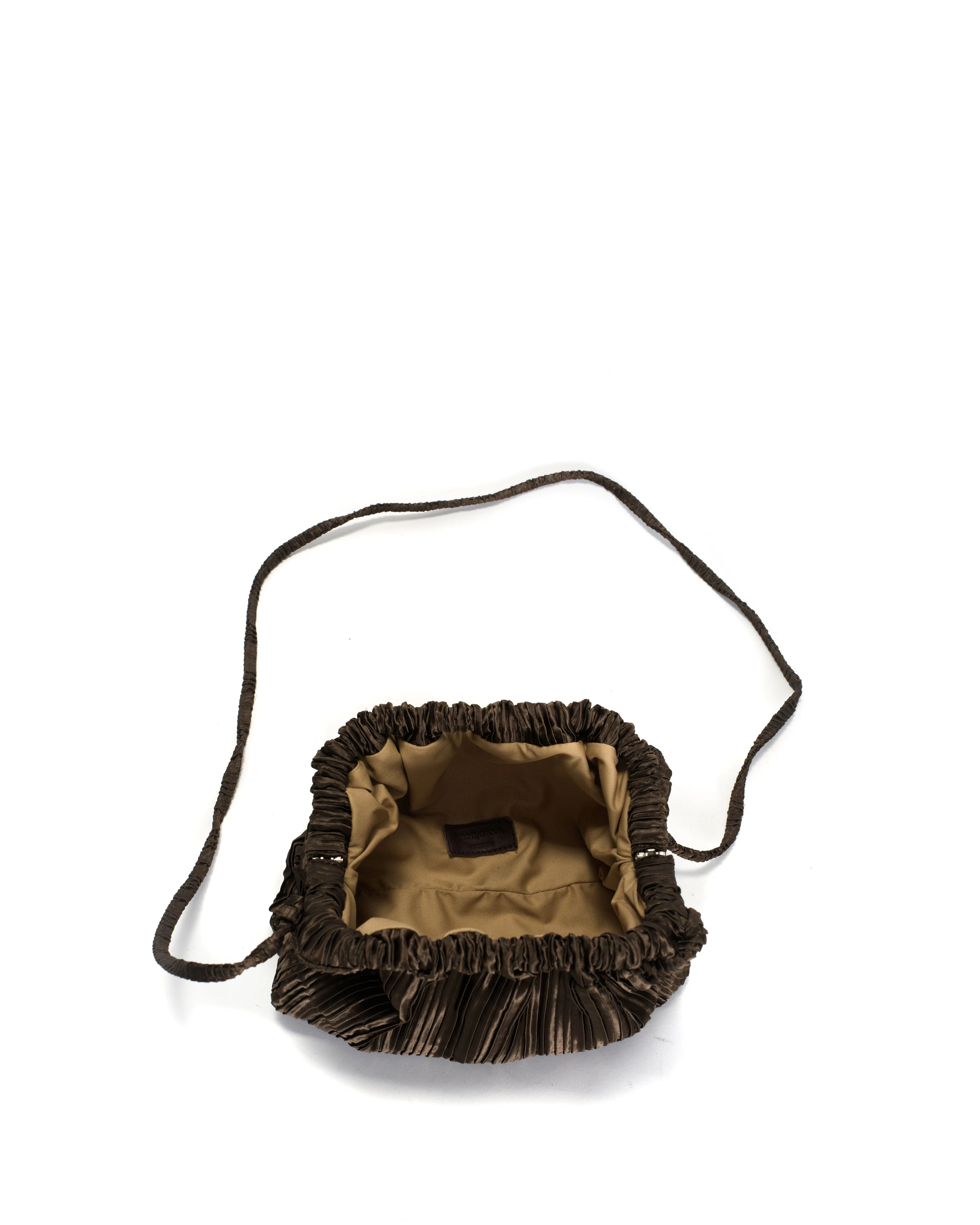 Hally petite cloud bag Pleated satin Espresso brown sold by Anonymous Copenhagen product image thumbnail 3