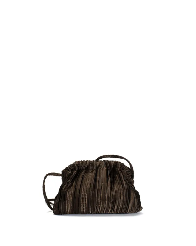 Hally petite cloud bag Pleated satin Espresso brown sold by Anonymous Copenhagen