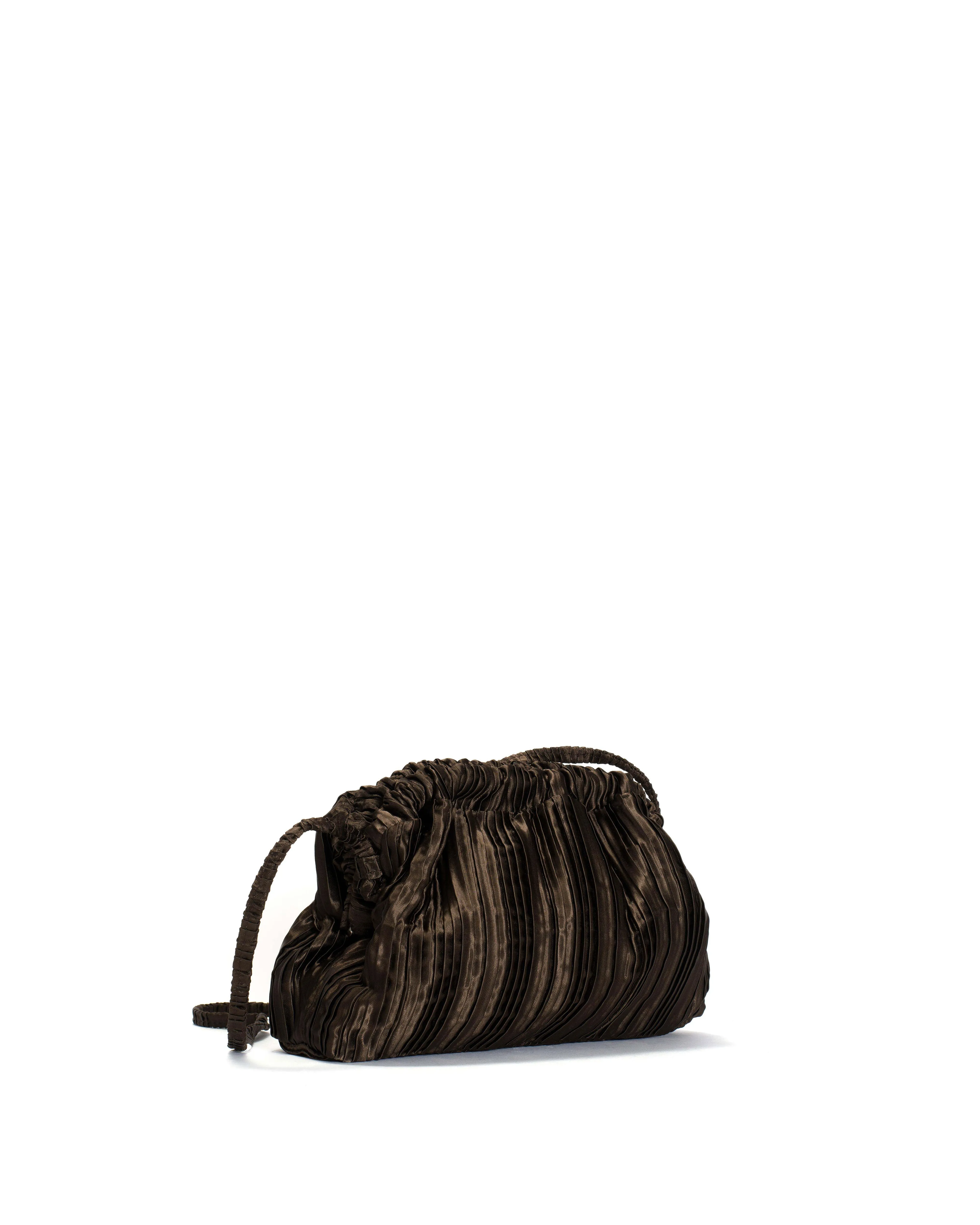 Hally petite cloud bag Pleated satin Espresso brown sold by Anonymous Copenhagen product image thumbnail 2