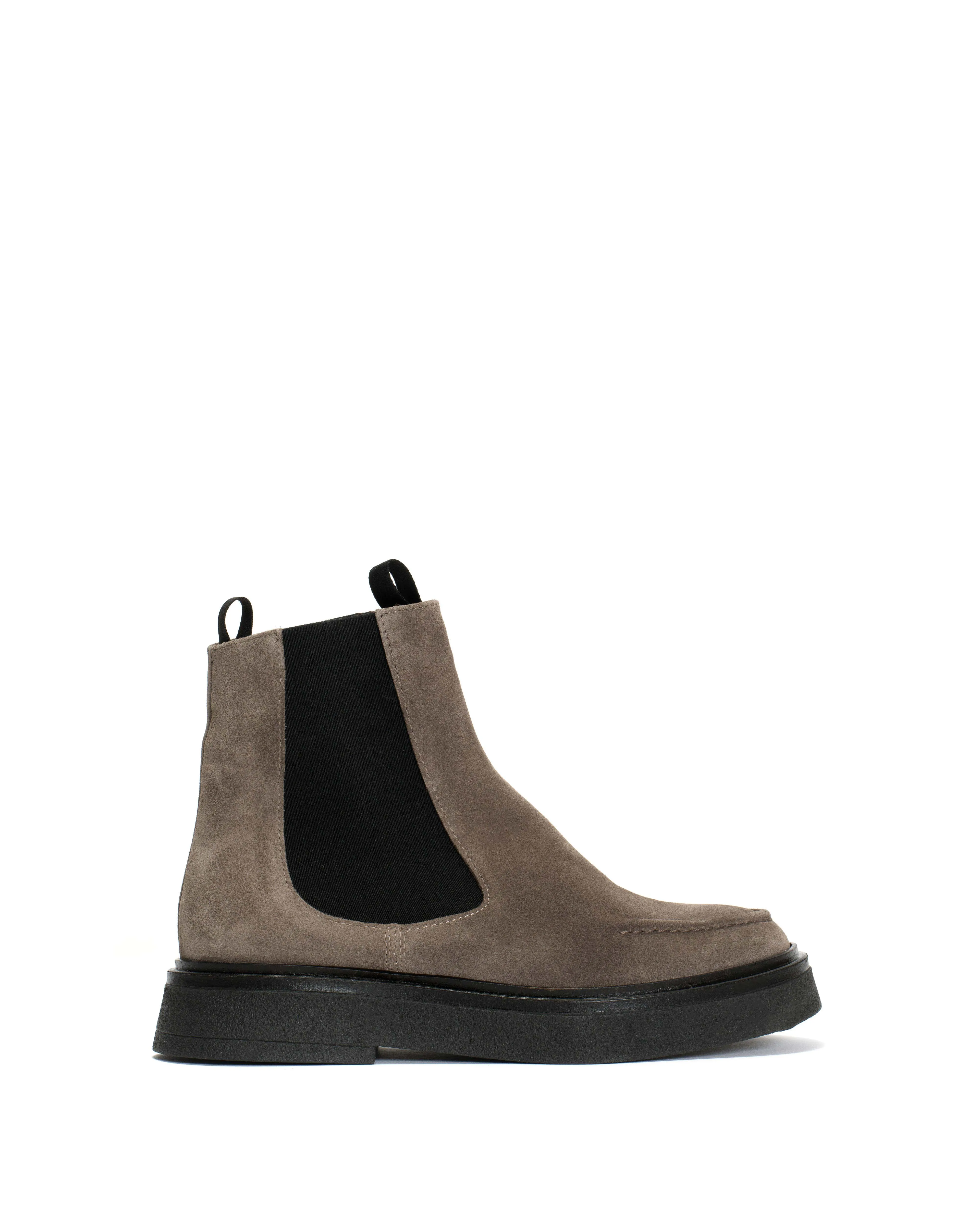 Kikie flat platform Calf suede & Sole Stone grey & black sold by Anonymous Copenhagen