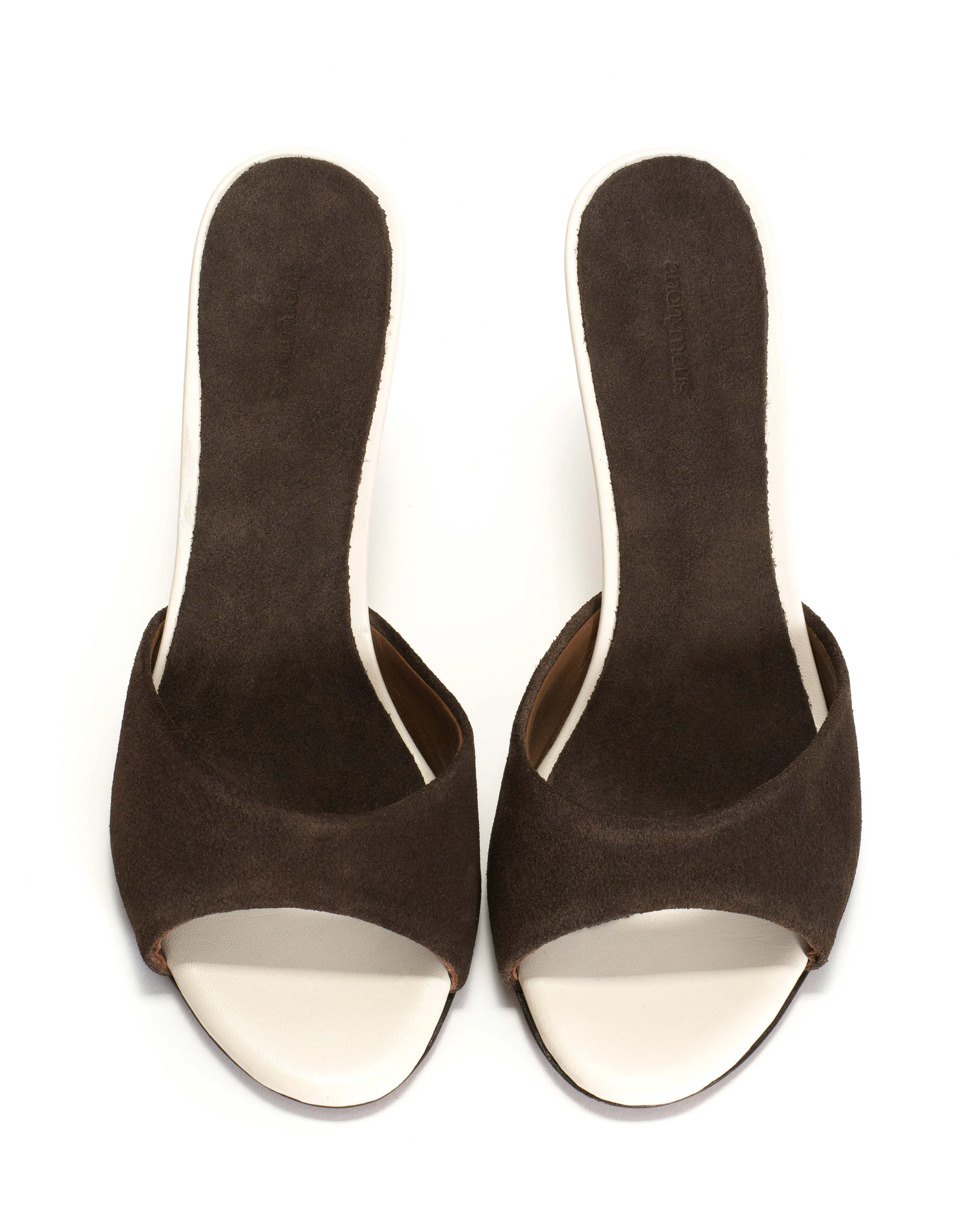Gwen 75 wedge Calf suede & sleek leather Coffee brown & milk white sold by Anonymous Copenhagen product image thumbnail 3