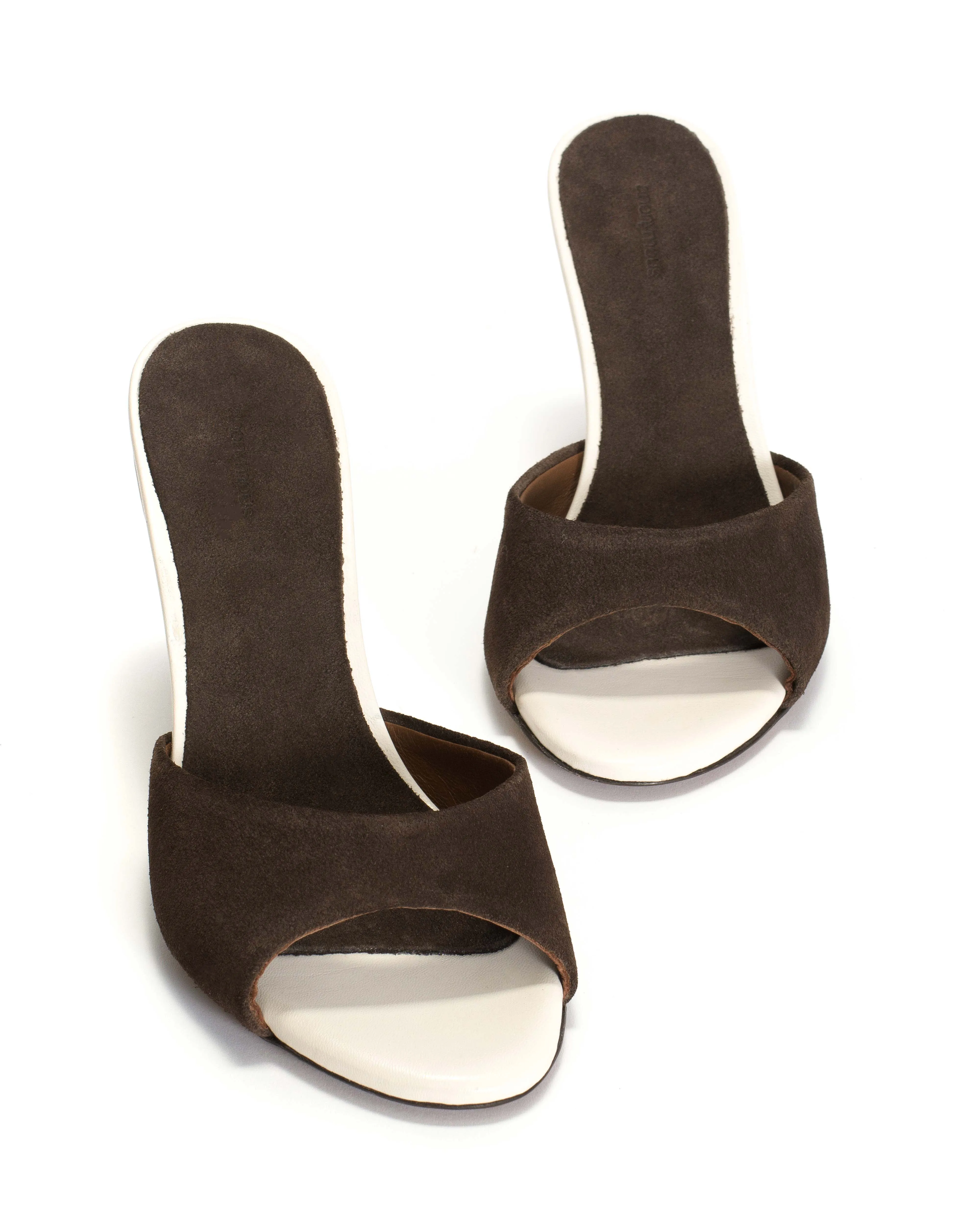 Gwen 75 wedge Calf suede & sleek leather Coffee brown & milk white sold by Anonymous Copenhagen product image thumbnail 5