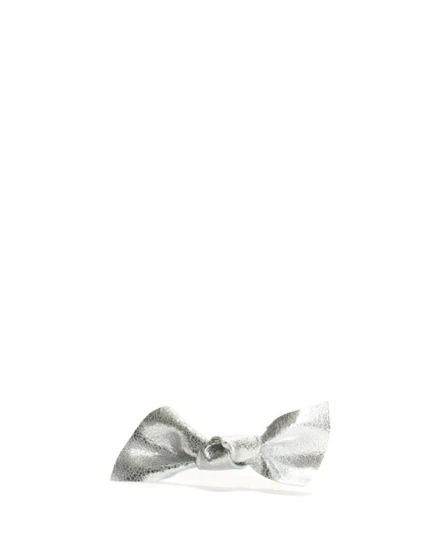 Linnie hair elastic grand bow Crackled metallic goat Silver sold by Anonymous Copenhagen